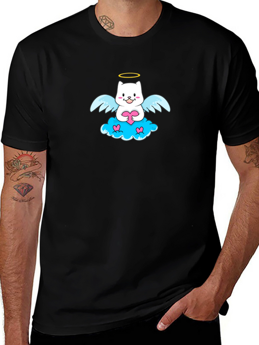 Angel Cat Graphic T-Shirt - Cute and Comfy