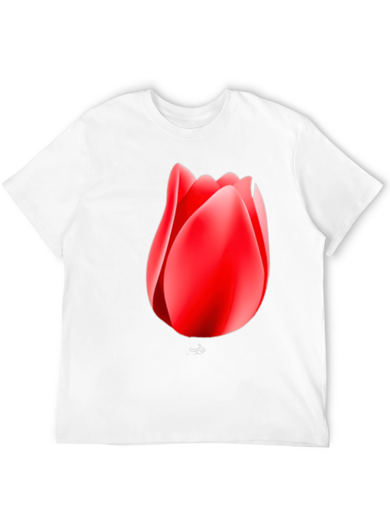 Red Tulip Graphic Black T-Shirt