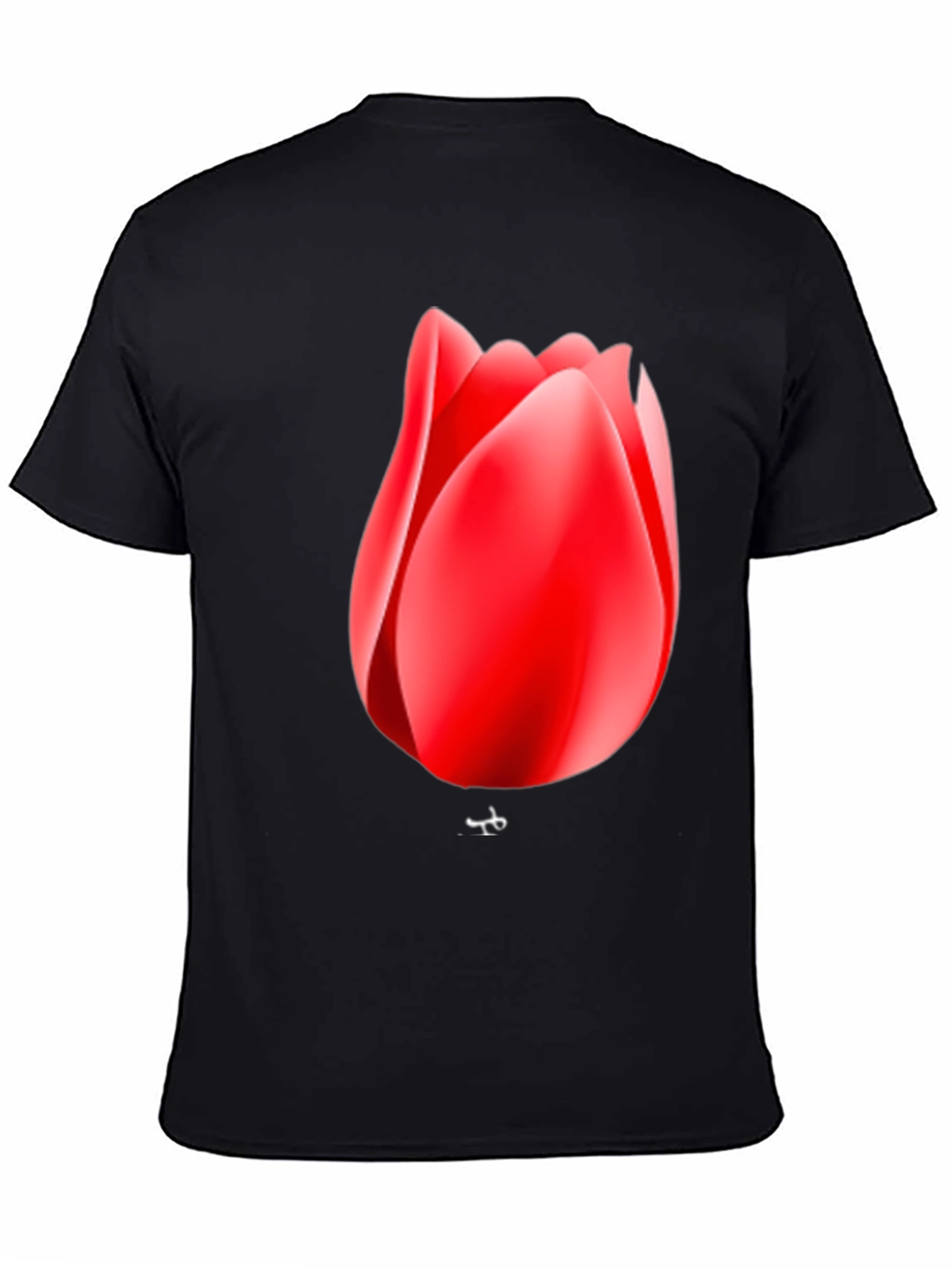 Red Tulip Graphic Black T-Shirt