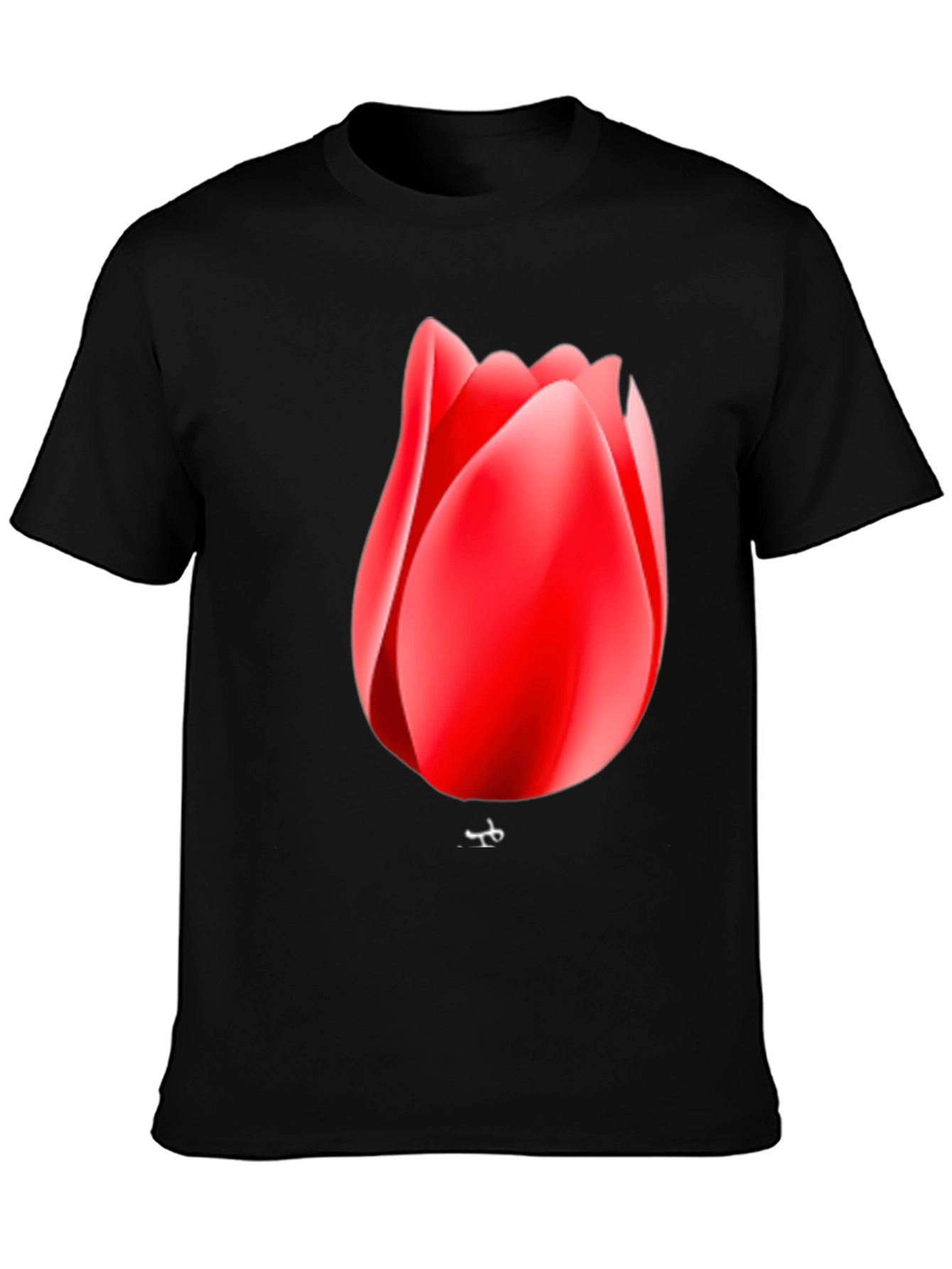 Red Tulip Graphic Black T-Shirt