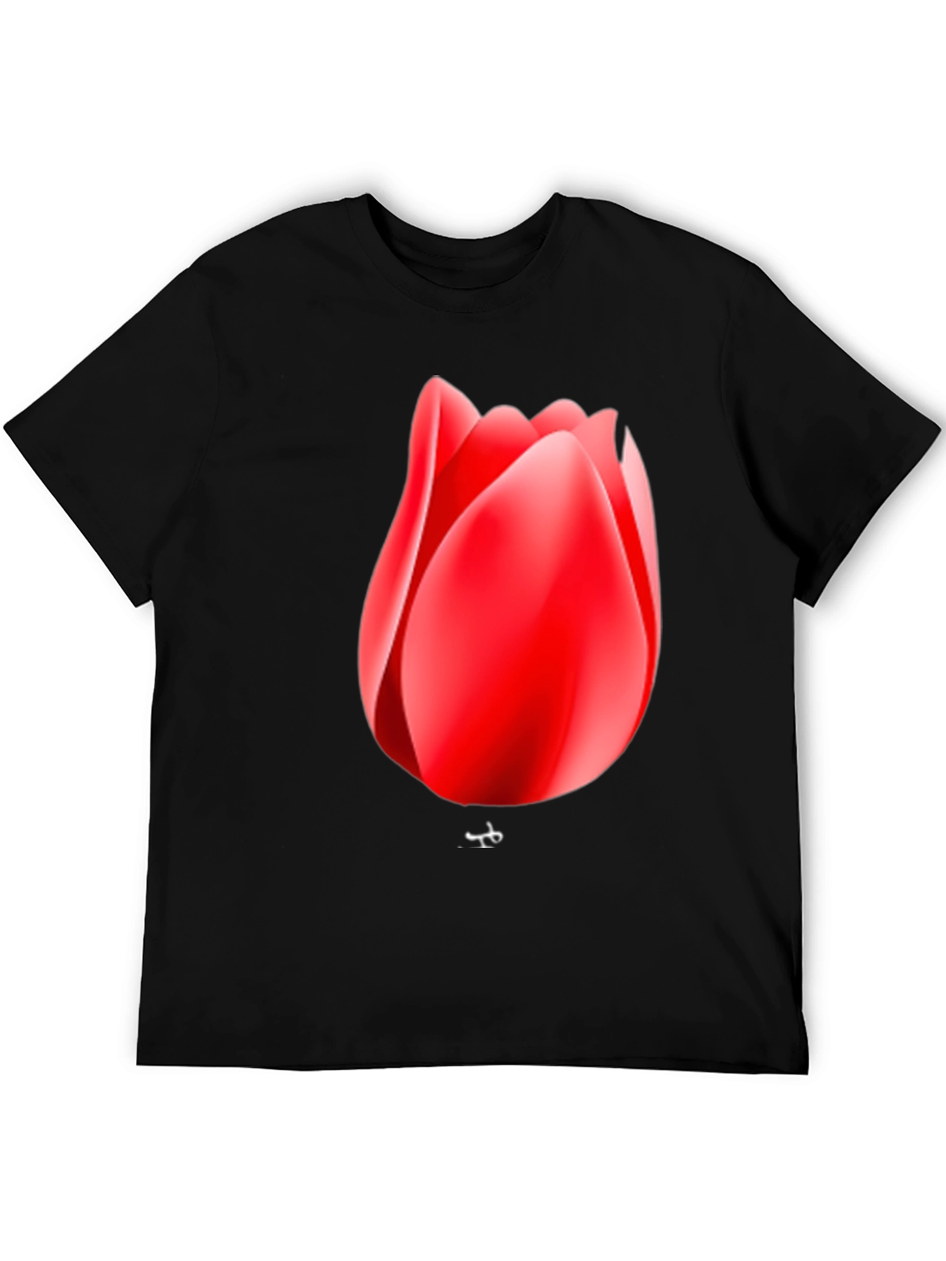 Red Tulip Graphic Black T-Shirt