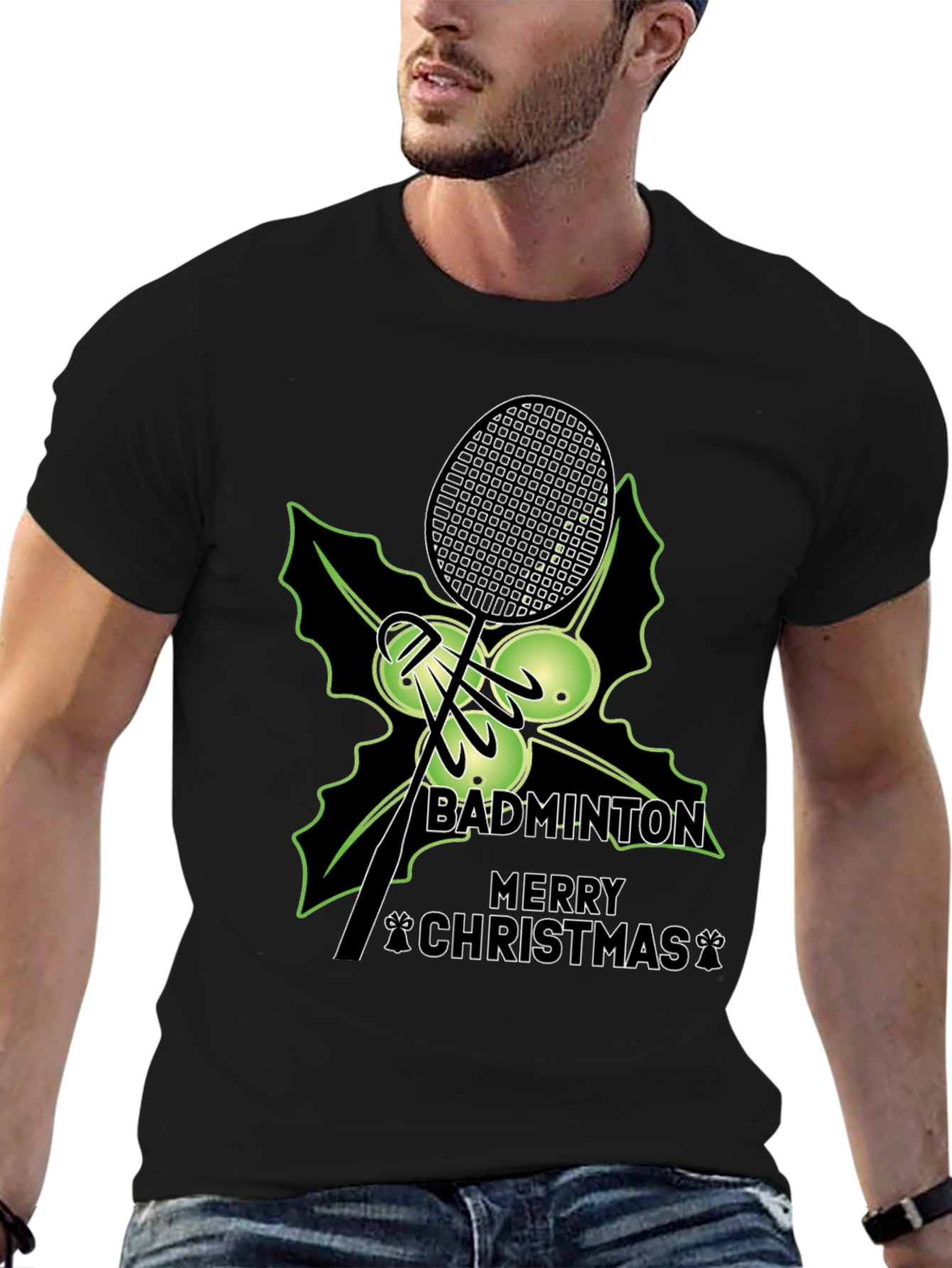 Badminton Merry Christmas Graphic Tee
