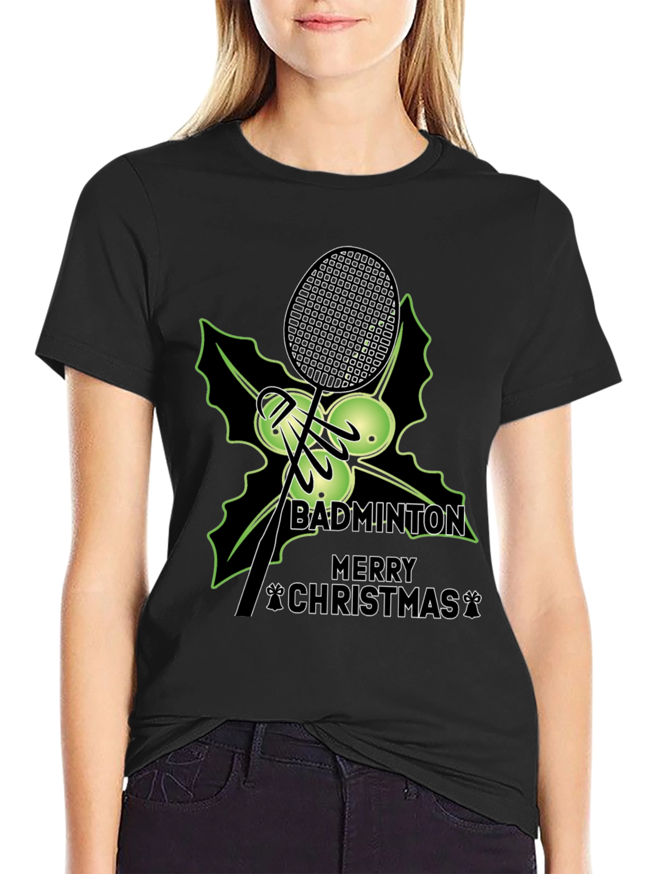 Badminton Merry Christmas Graphic Tee