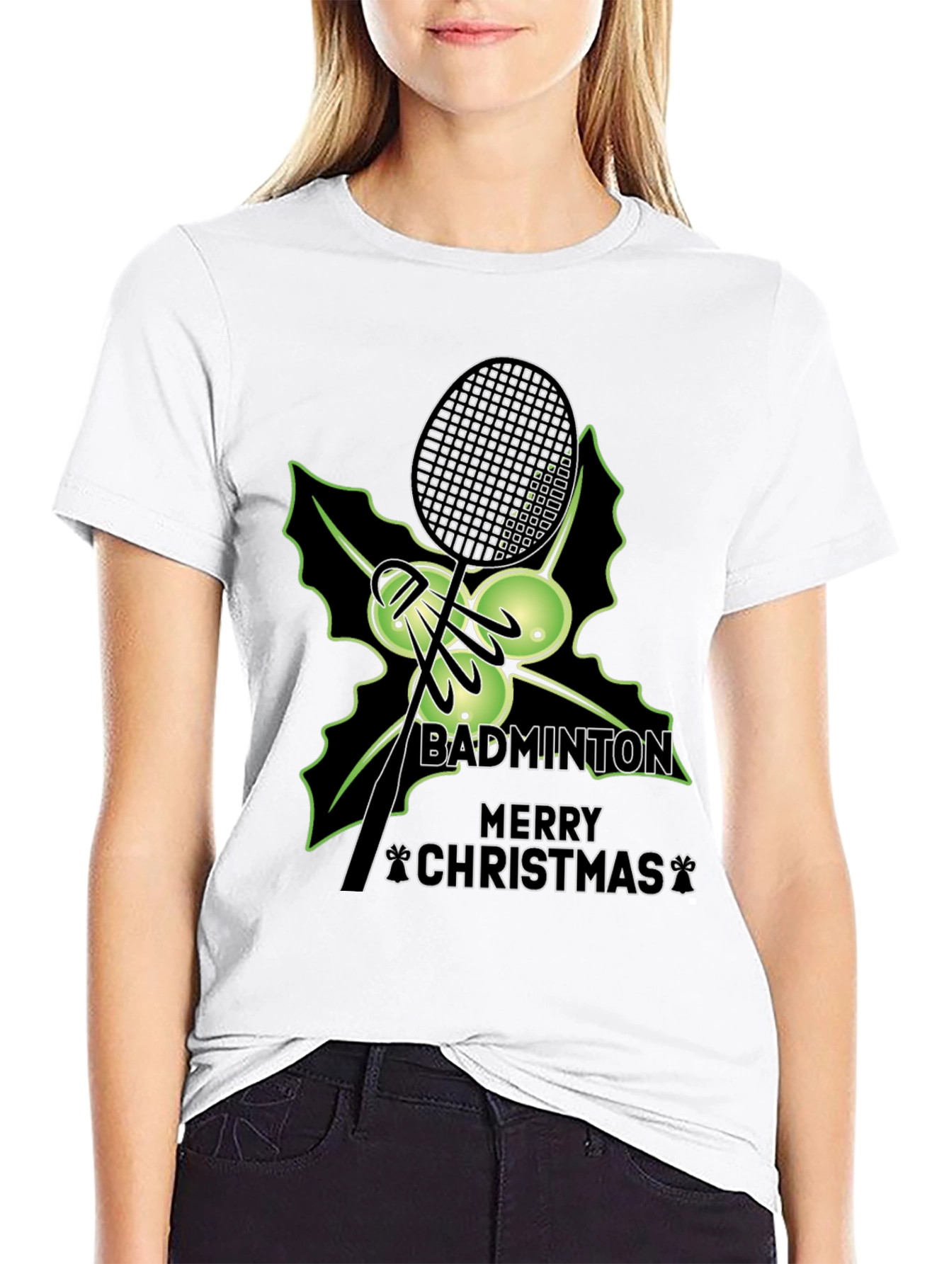Badminton Merry Christmas Graphic Tee