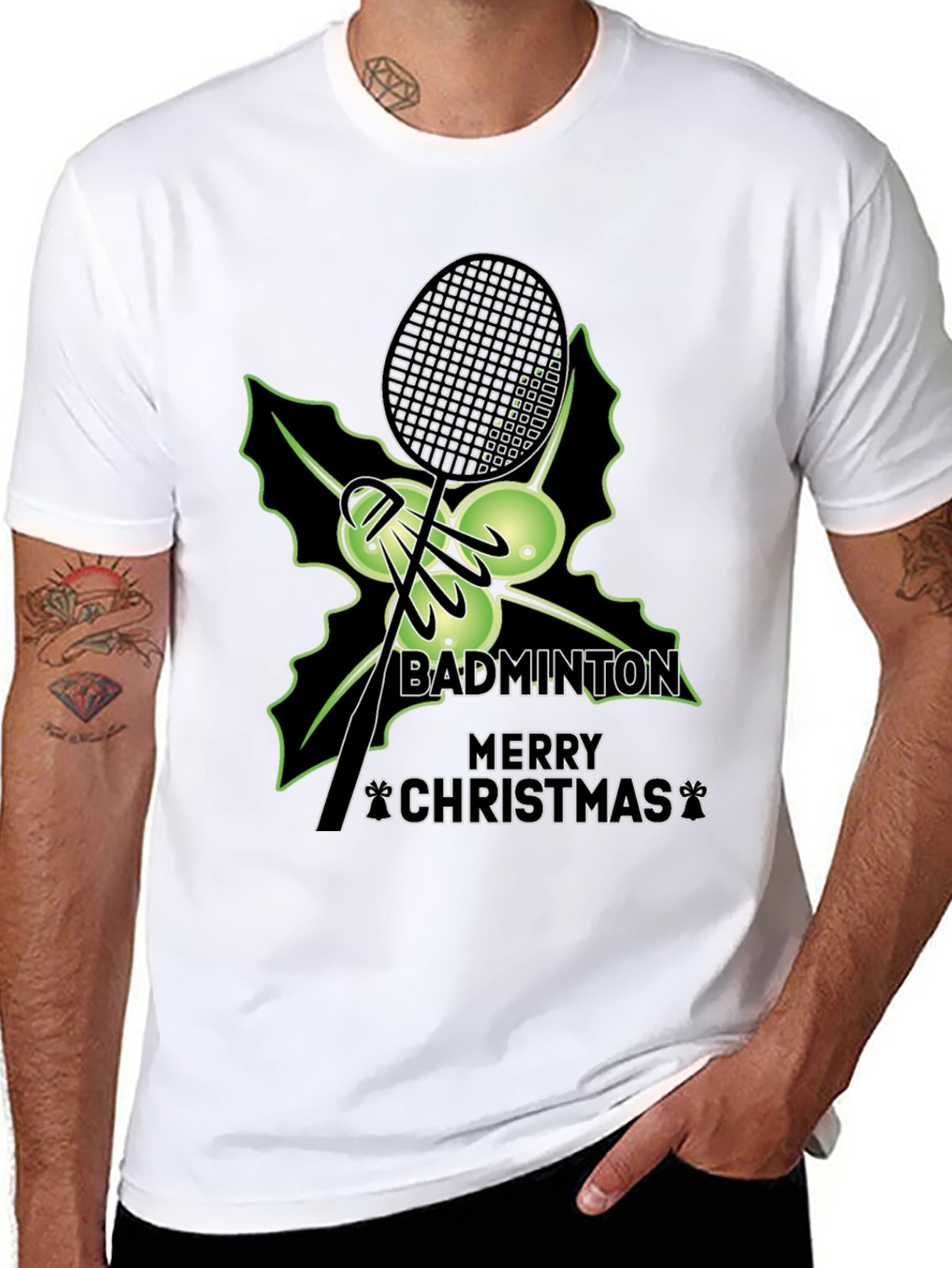 Badminton Merry Christmas Graphic Tee