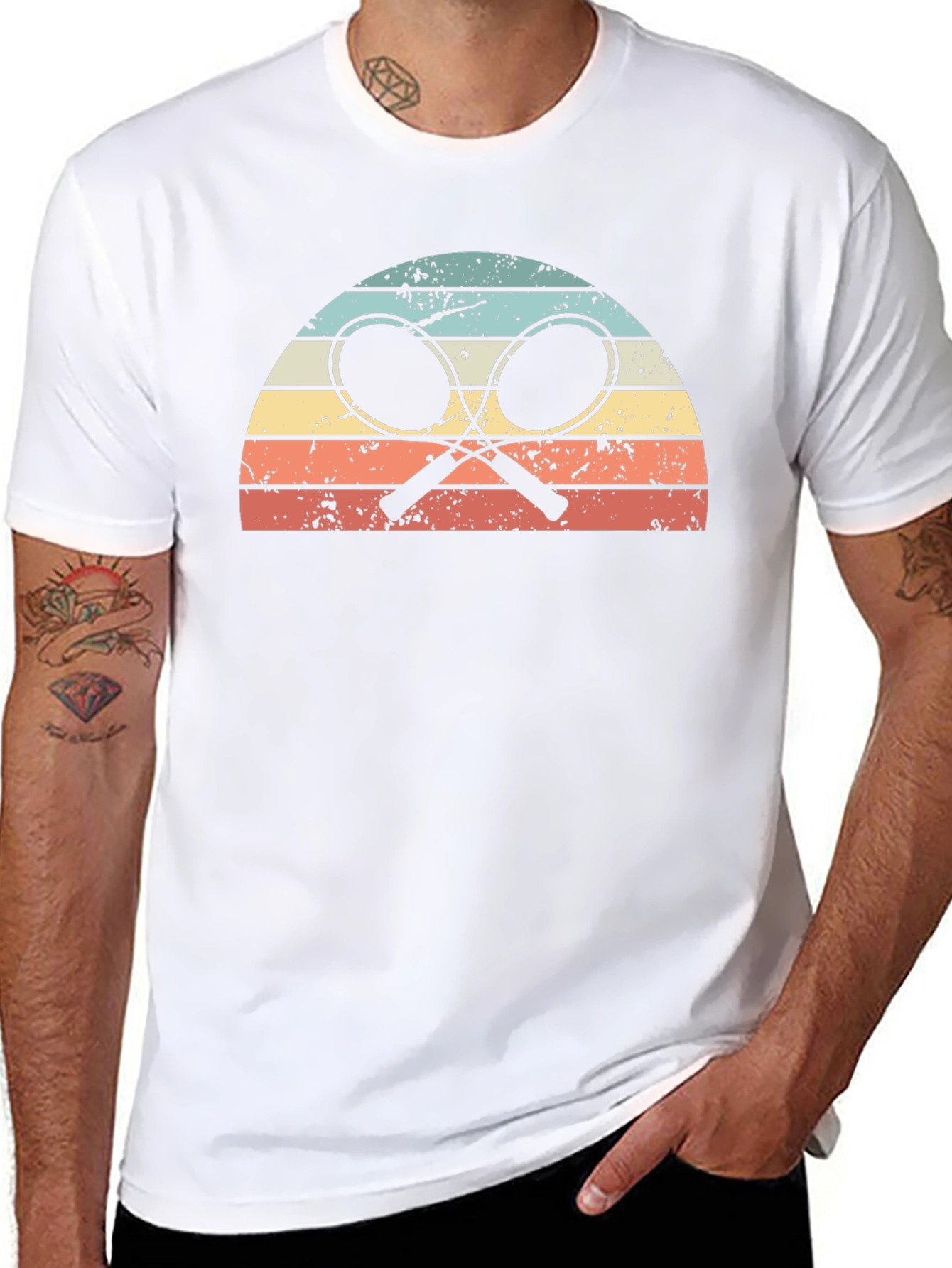 Retro Tennis Sunset Graphic T-Shirt