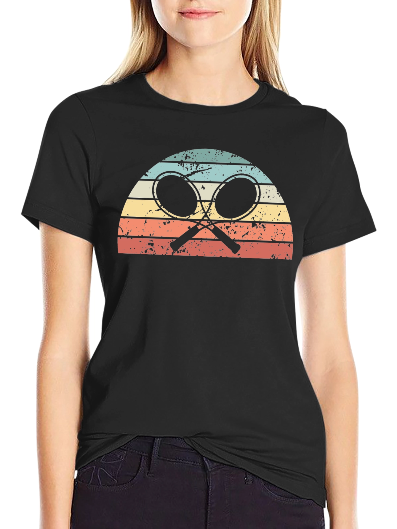 Retro Tennis Sunset Graphic T-Shirt