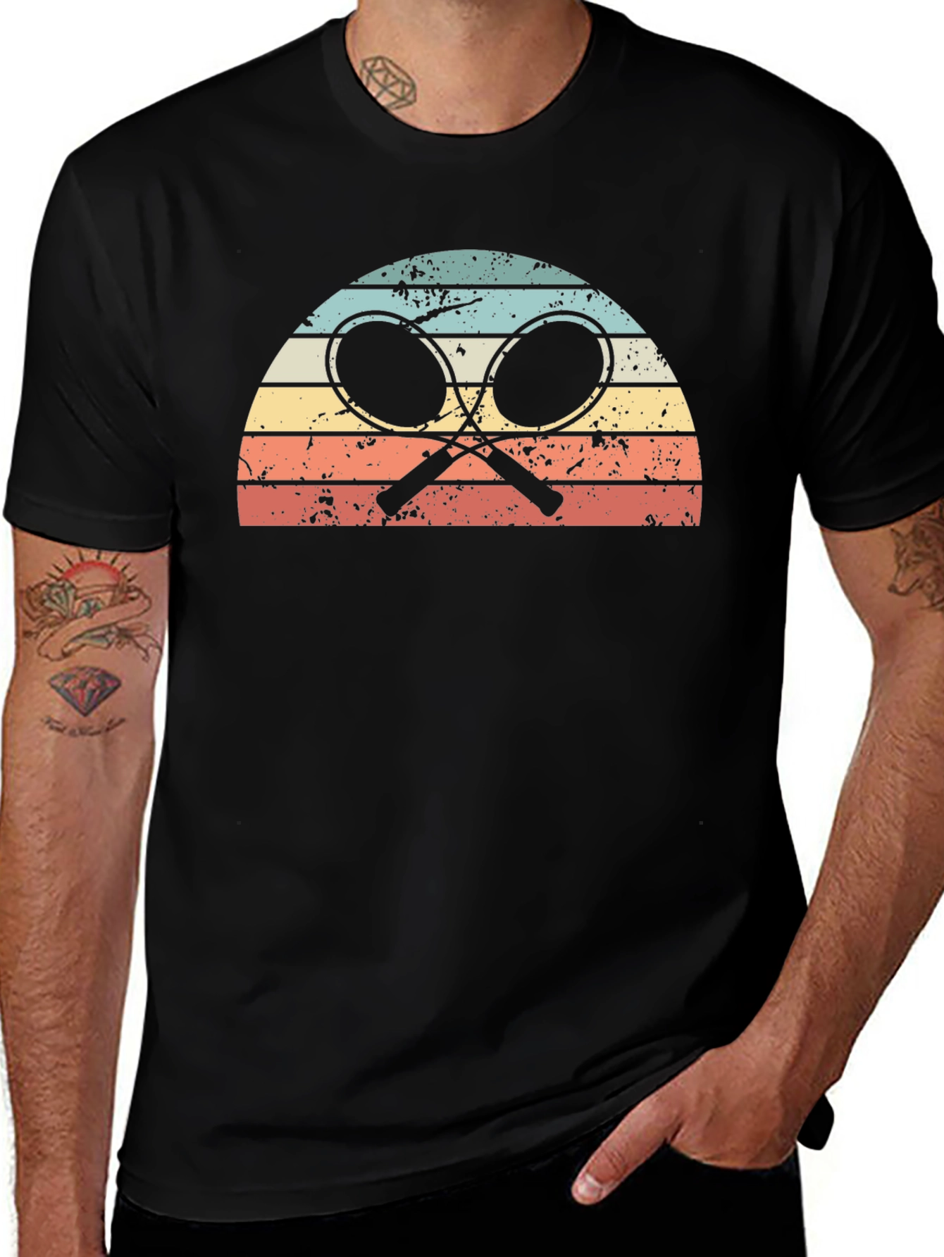 Retro Tennis Sunset Graphic T-Shirt
