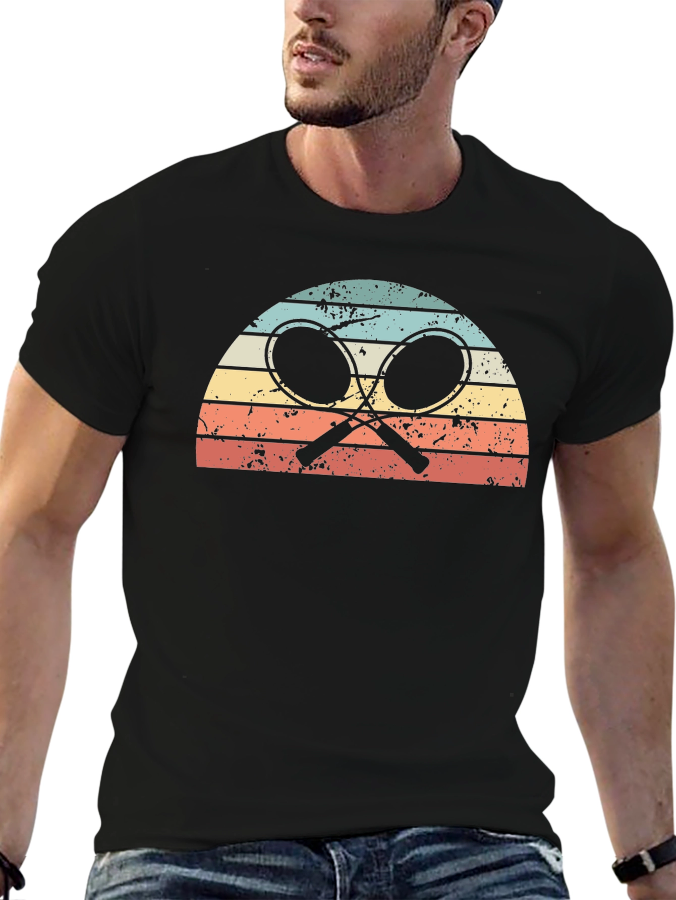 Retro Tennis Sunset Graphic T-Shirt