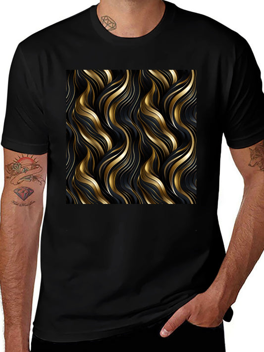 Elegant Gold Swirl T-Shirt - Modern Design