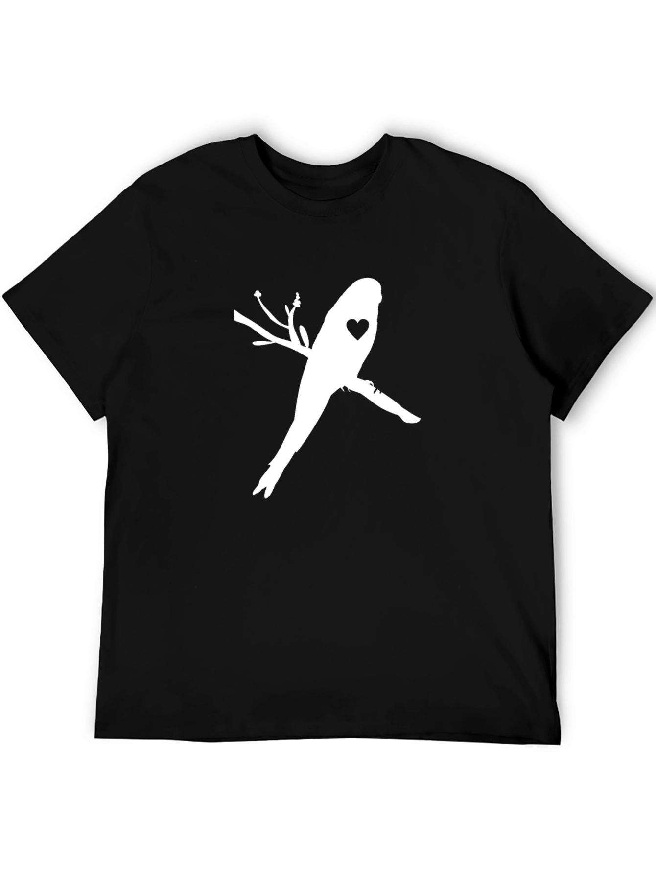 Bird with Heart T-Shirt - Stylish Black Tee