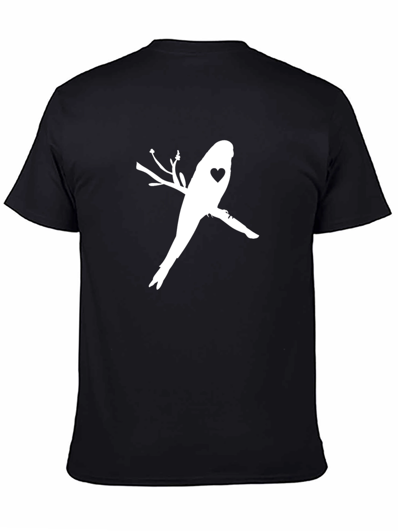 Bird with Heart T-Shirt - Stylish Black Tee