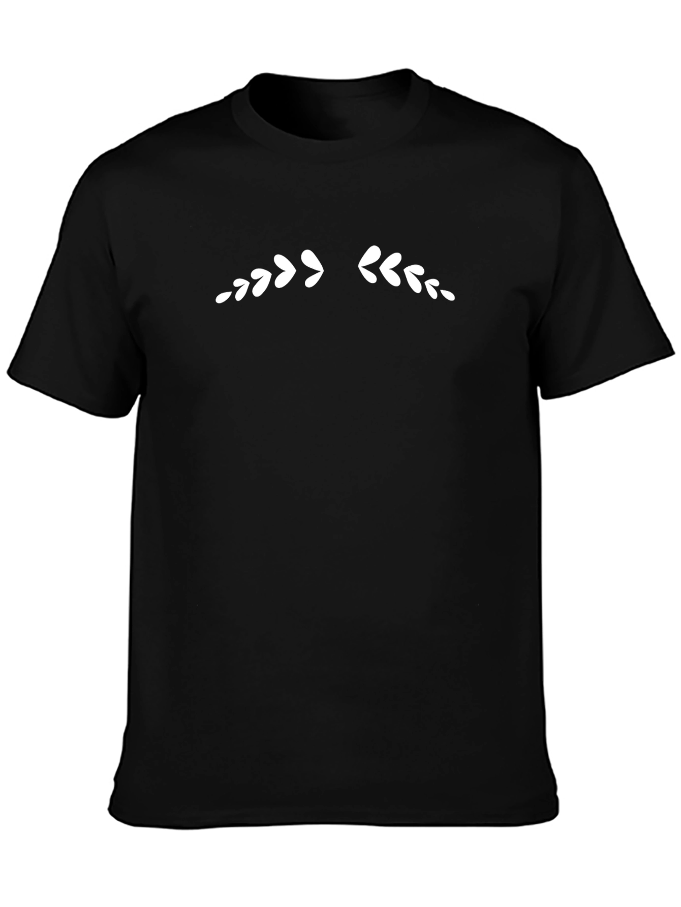 Mens Black Graphic Tee - Leaf Accent