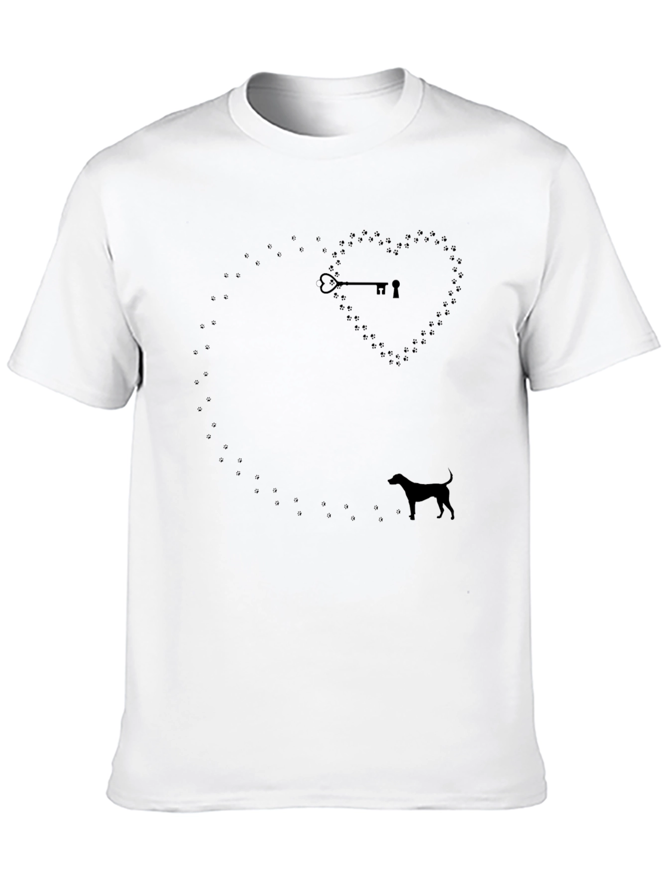 Dog Paw Heart Key T-Shirt – Minimalist Dog Lover Tee