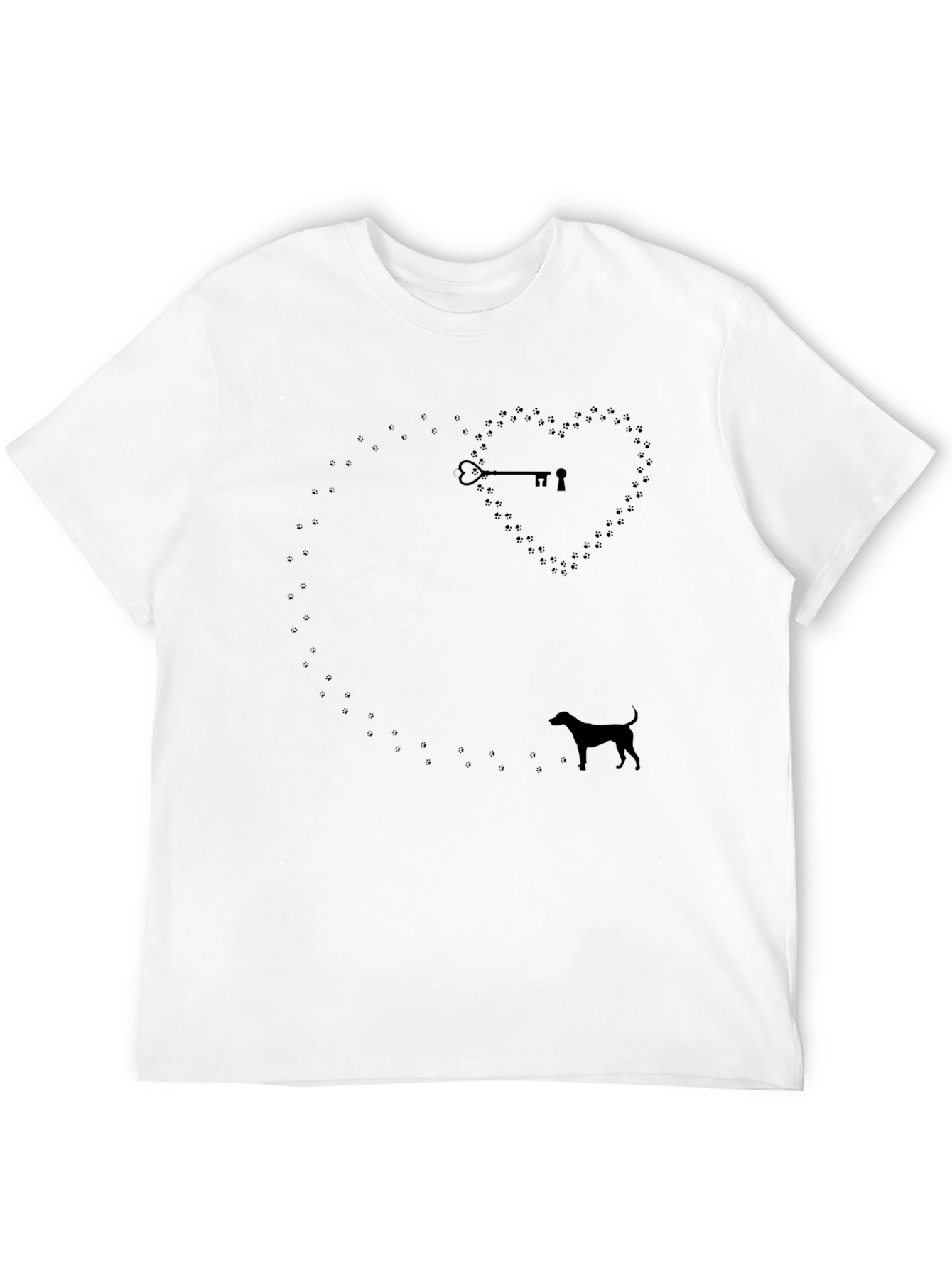 Dog Paw Heart Key T-Shirt – Minimalist Dog Lover Tee