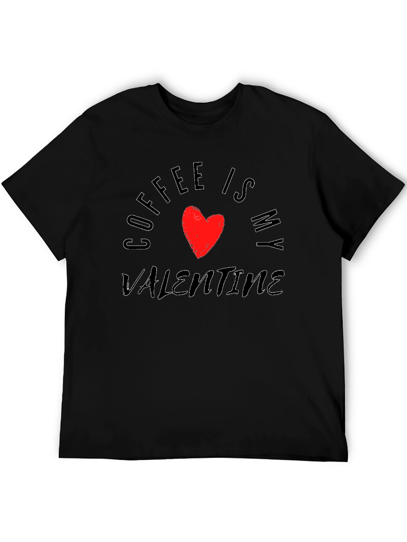 Coffee Is My Valentine Graphic Tee - Black