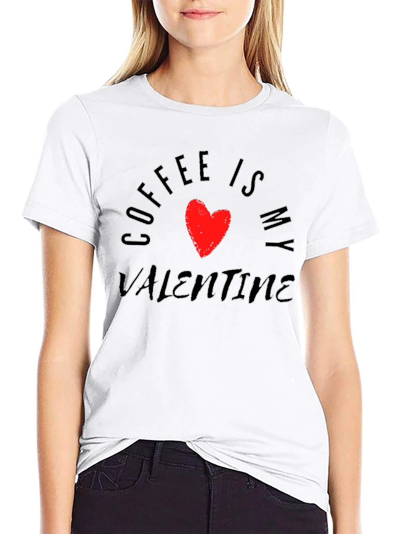 Coffee Is My Valentine Graphic Tee - Black