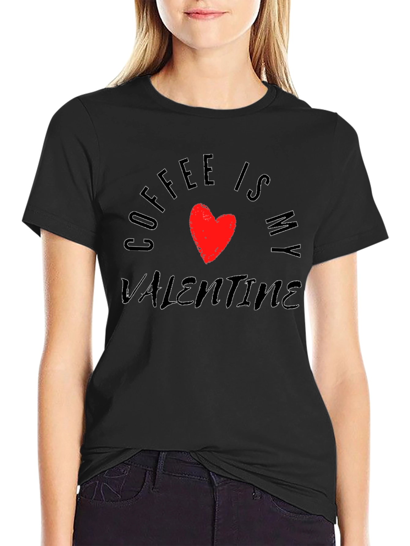 Coffee Is My Valentine Graphic Tee - Black