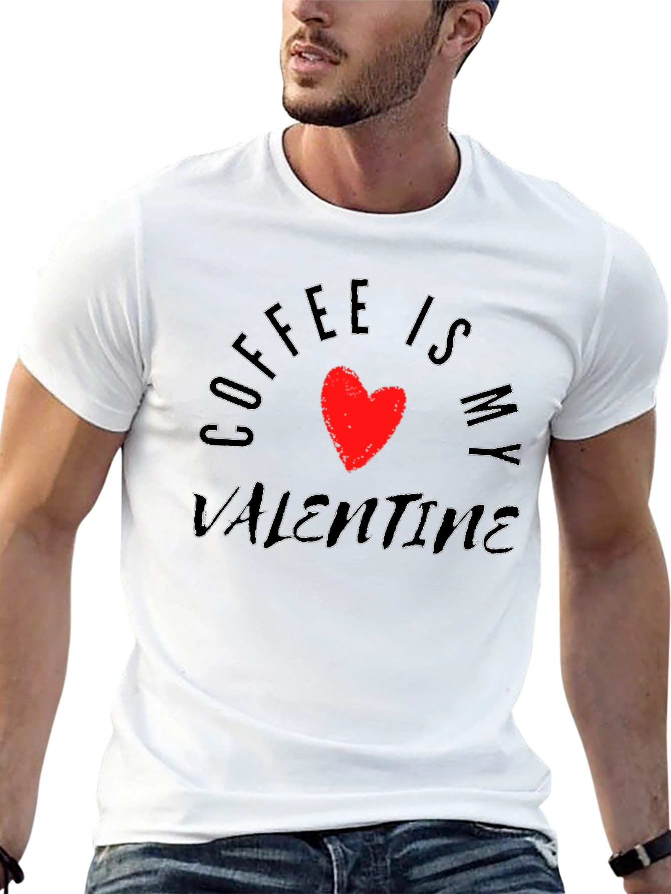 Coffee Is My Valentine Graphic Tee - Black