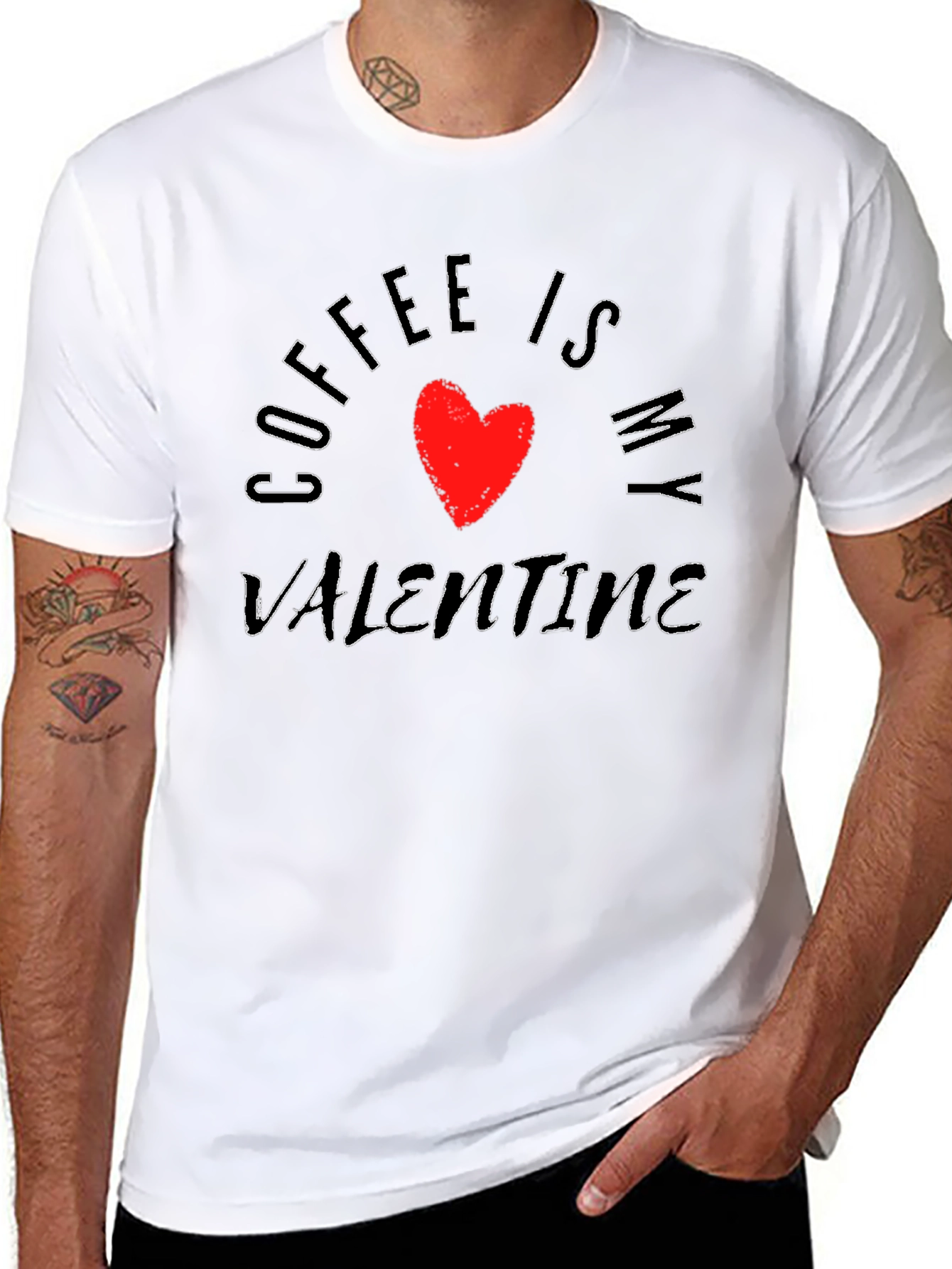 Coffee Is My Valentine Graphic Tee - Black