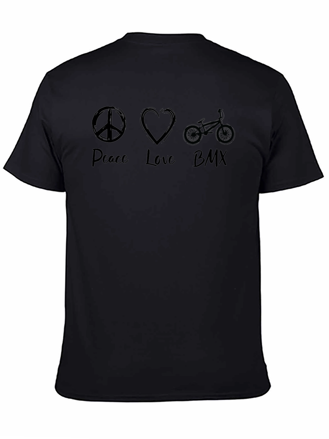 Peace Love BMX T-Shirt - Black Graphic Tee