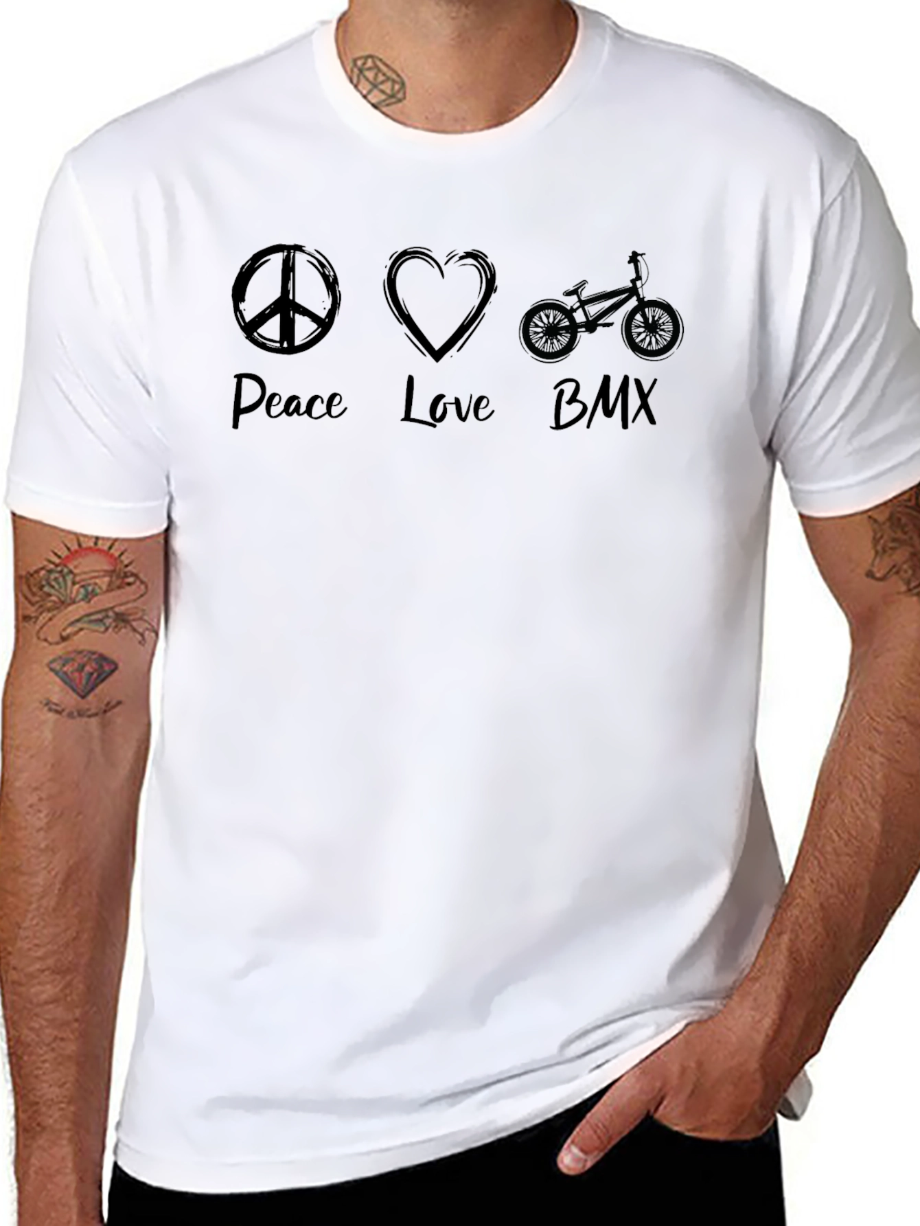 Peace Love BMX T-Shirt - Black Graphic Tee