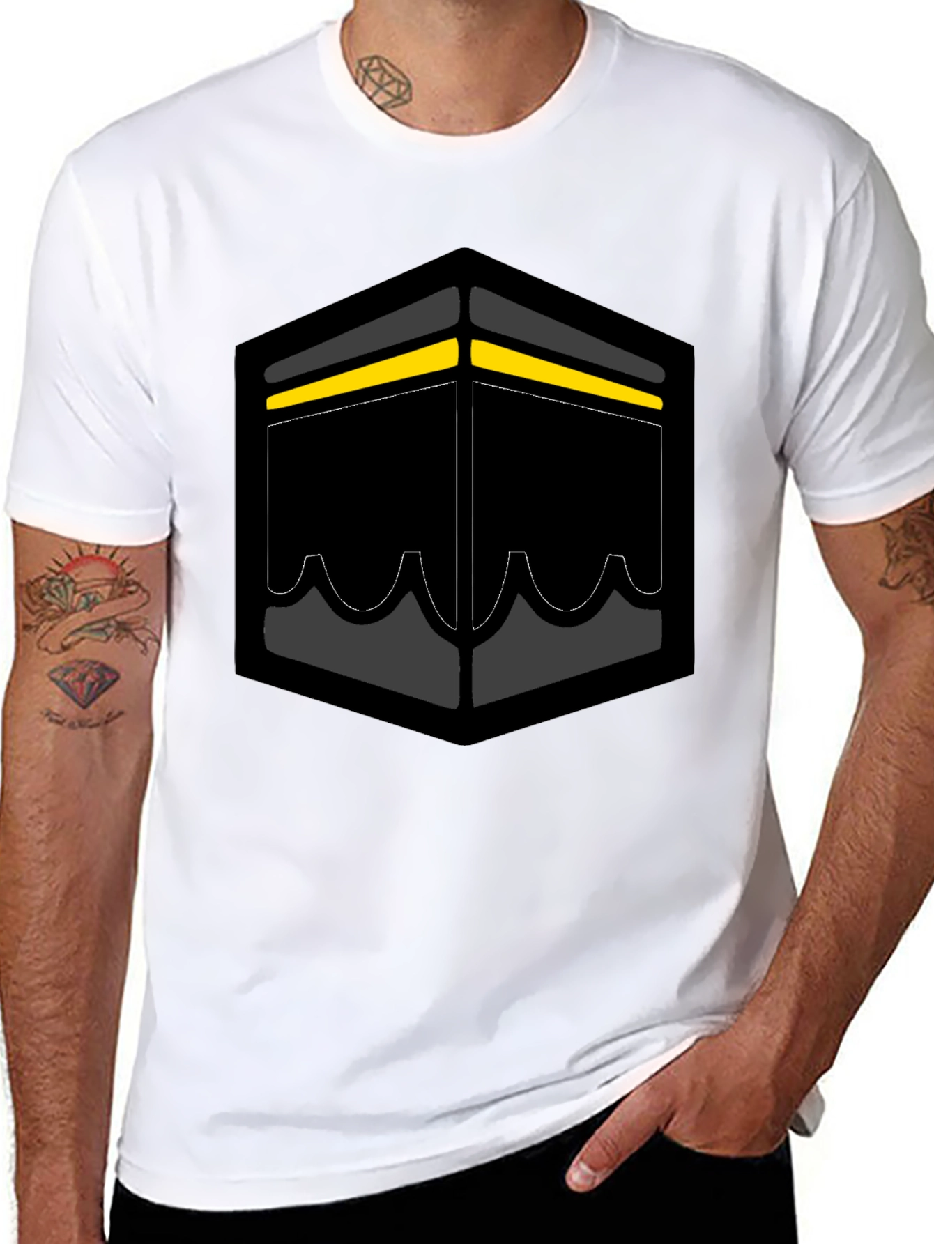 Black Kaaba Graphic Tee - Stylish Islamic Design