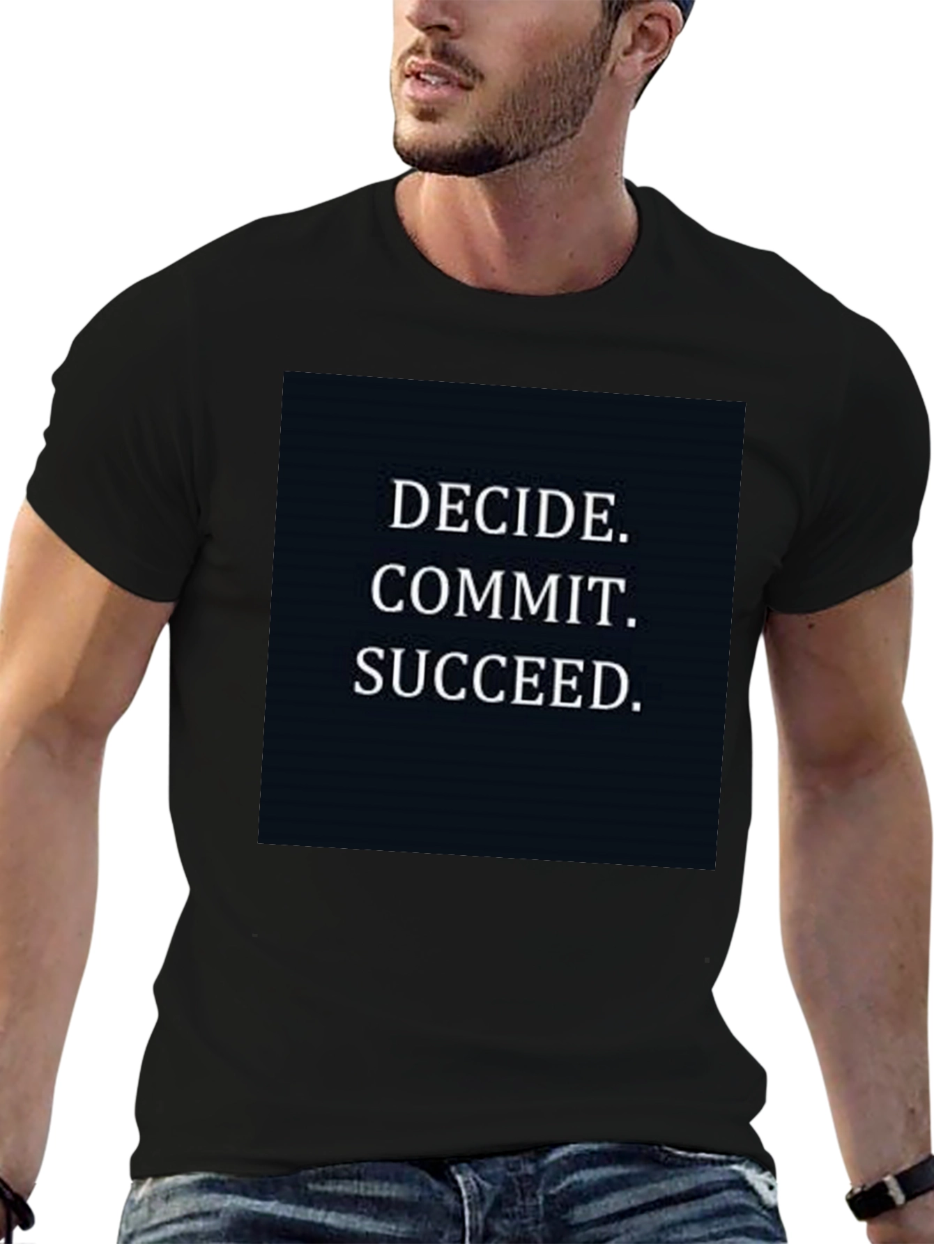 Motivational T-Shirt - Decide Commit Succeed - Black