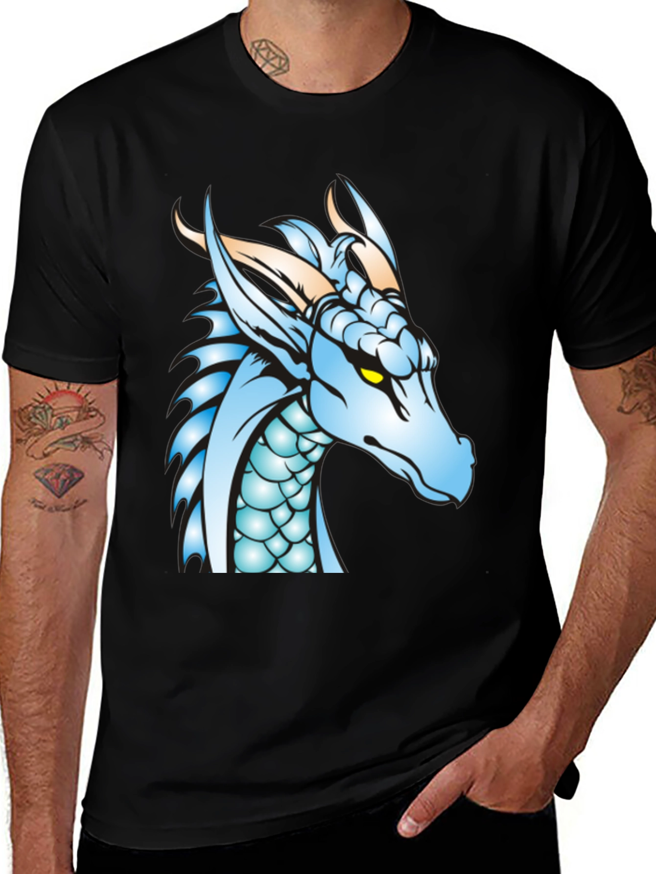 Dragon Graphic Tee - Black Cotton T-Shirt