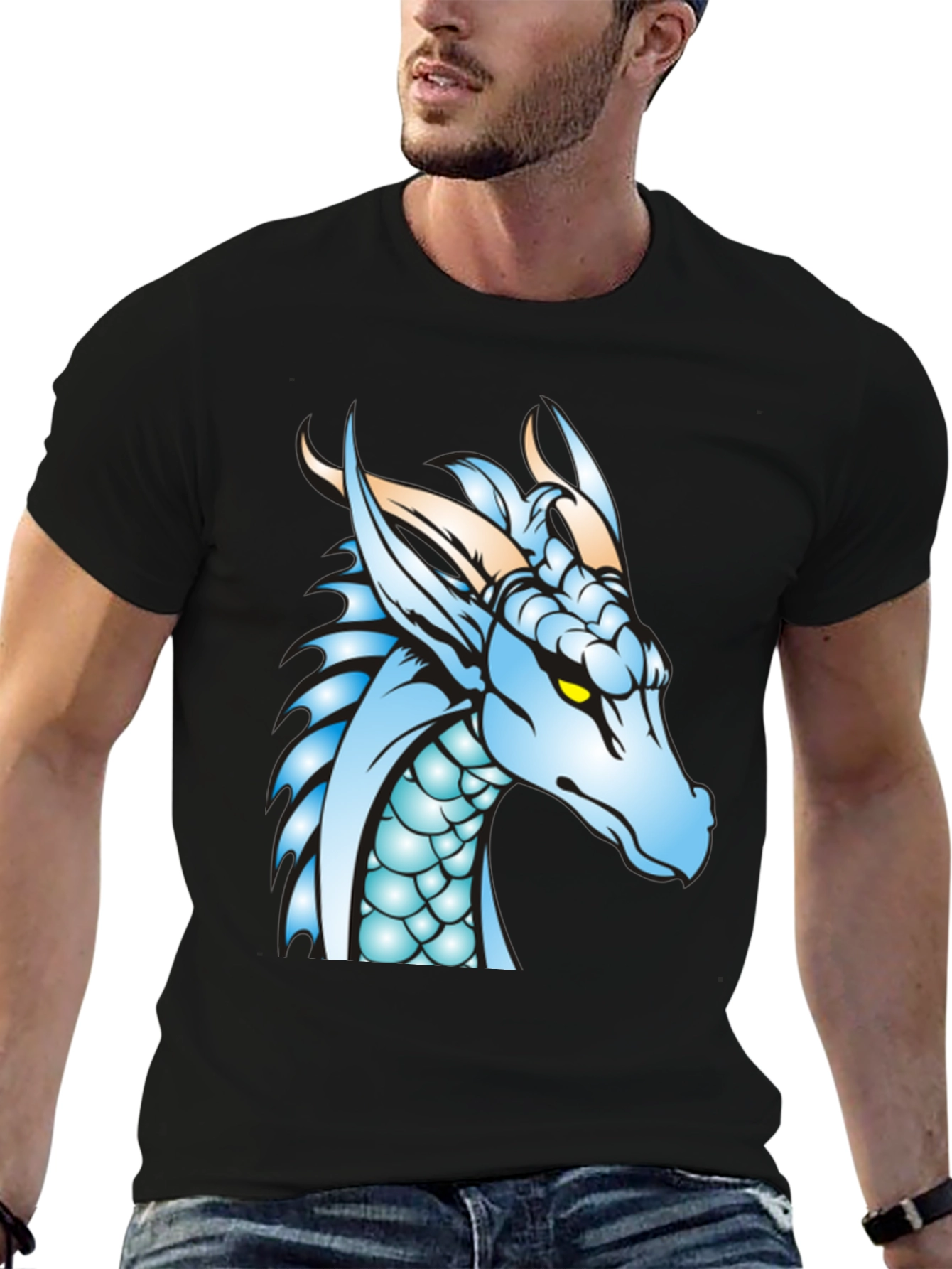 Dragon Graphic Tee - Black Cotton T-Shirt