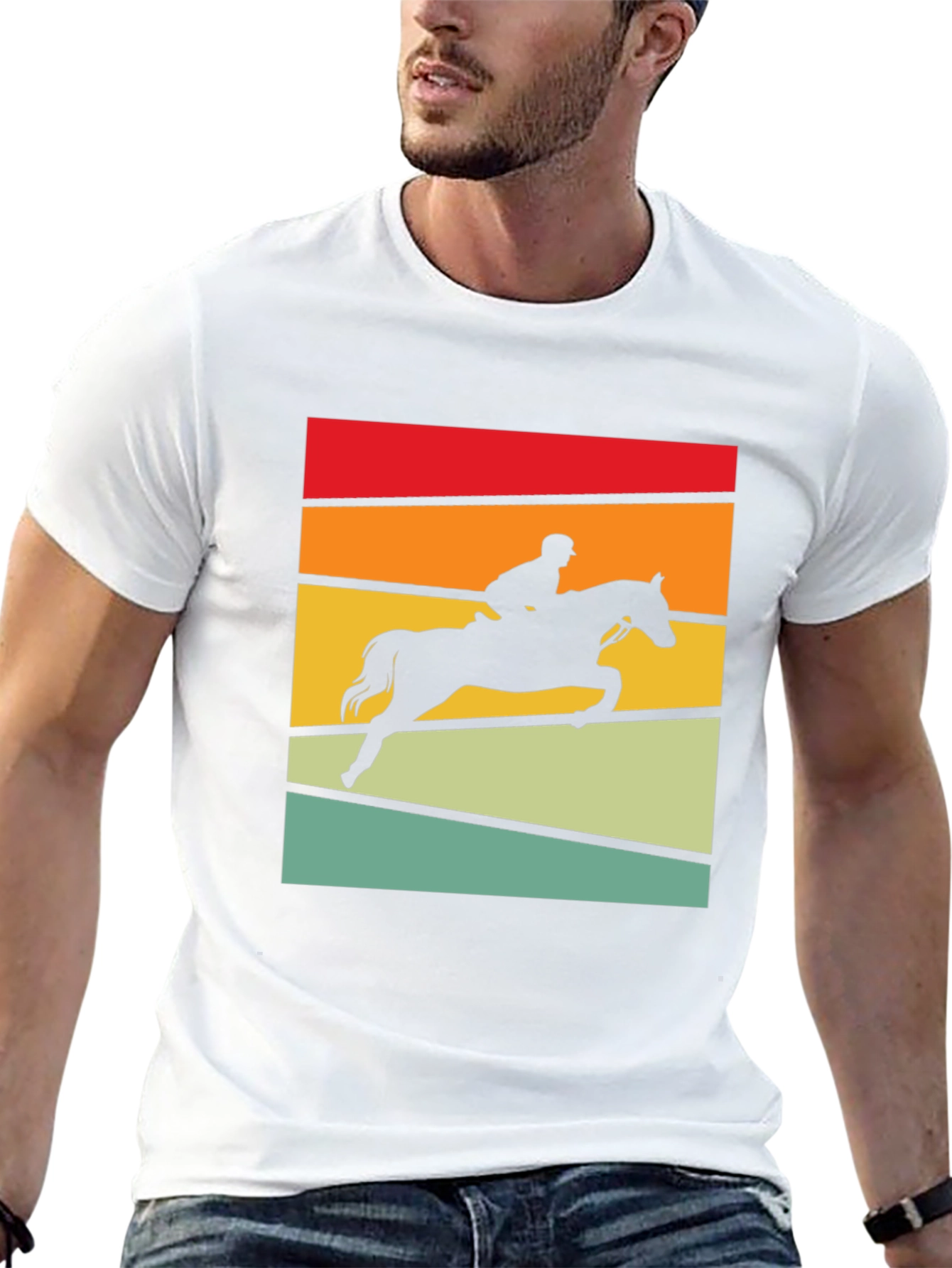Equestrian Sunset T-Shirt - Horse Jumping Design