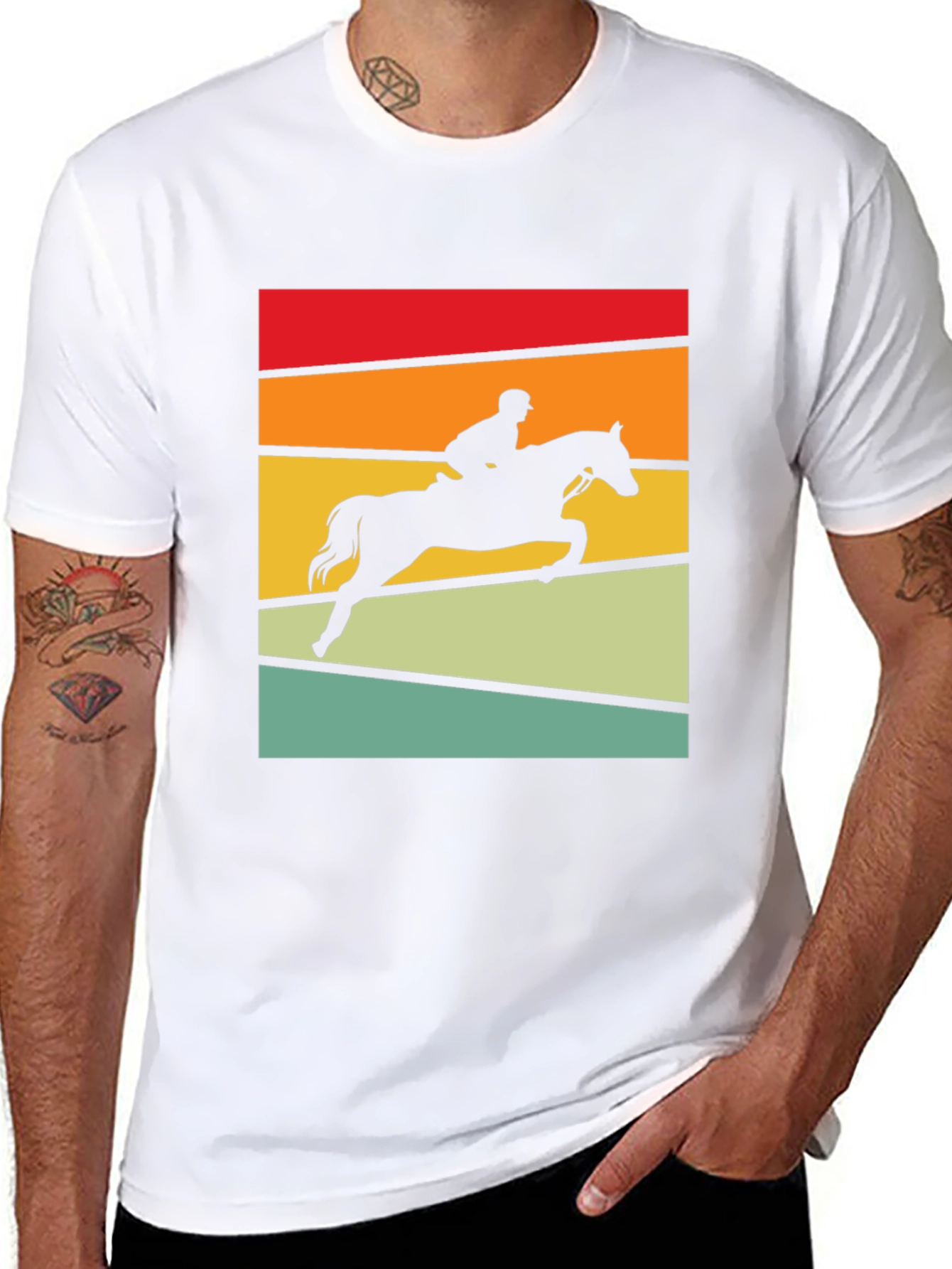 Equestrian Sunset T-Shirt - Horse Jumping Design