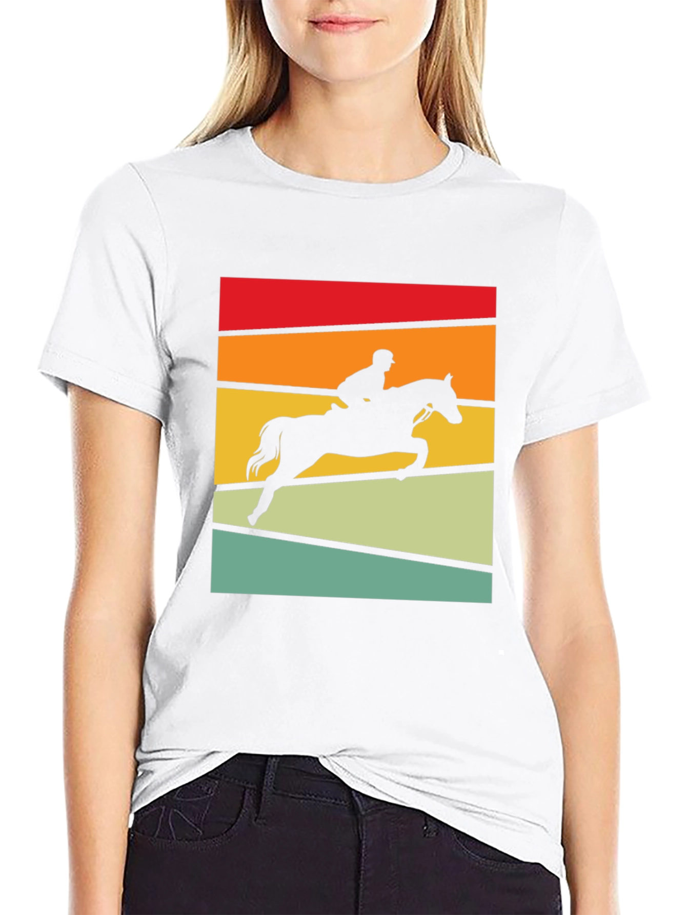 Equestrian Sunset T-Shirt - Horse Jumping Design