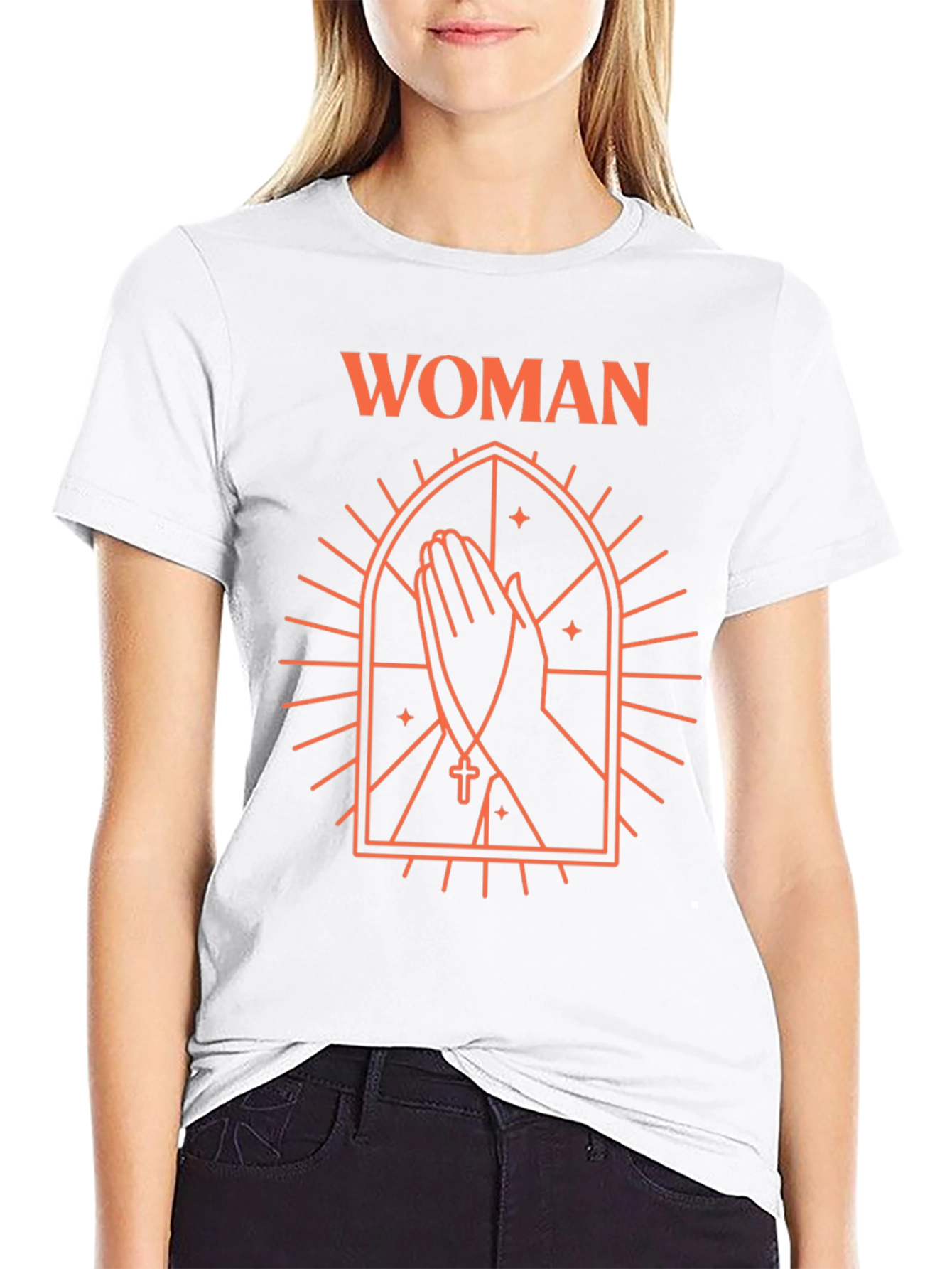 Woman Praying T-Shirt - Black Graphic Tee