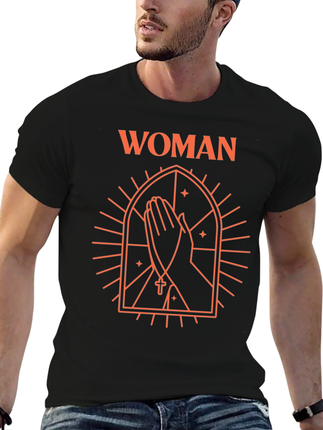 Woman Praying T-Shirt - Black Graphic Tee