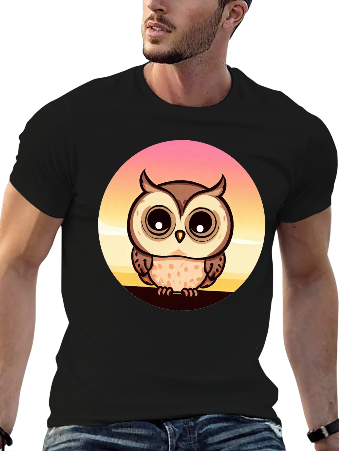 Owl Sunset Graphic T-Shirt - Unique Design