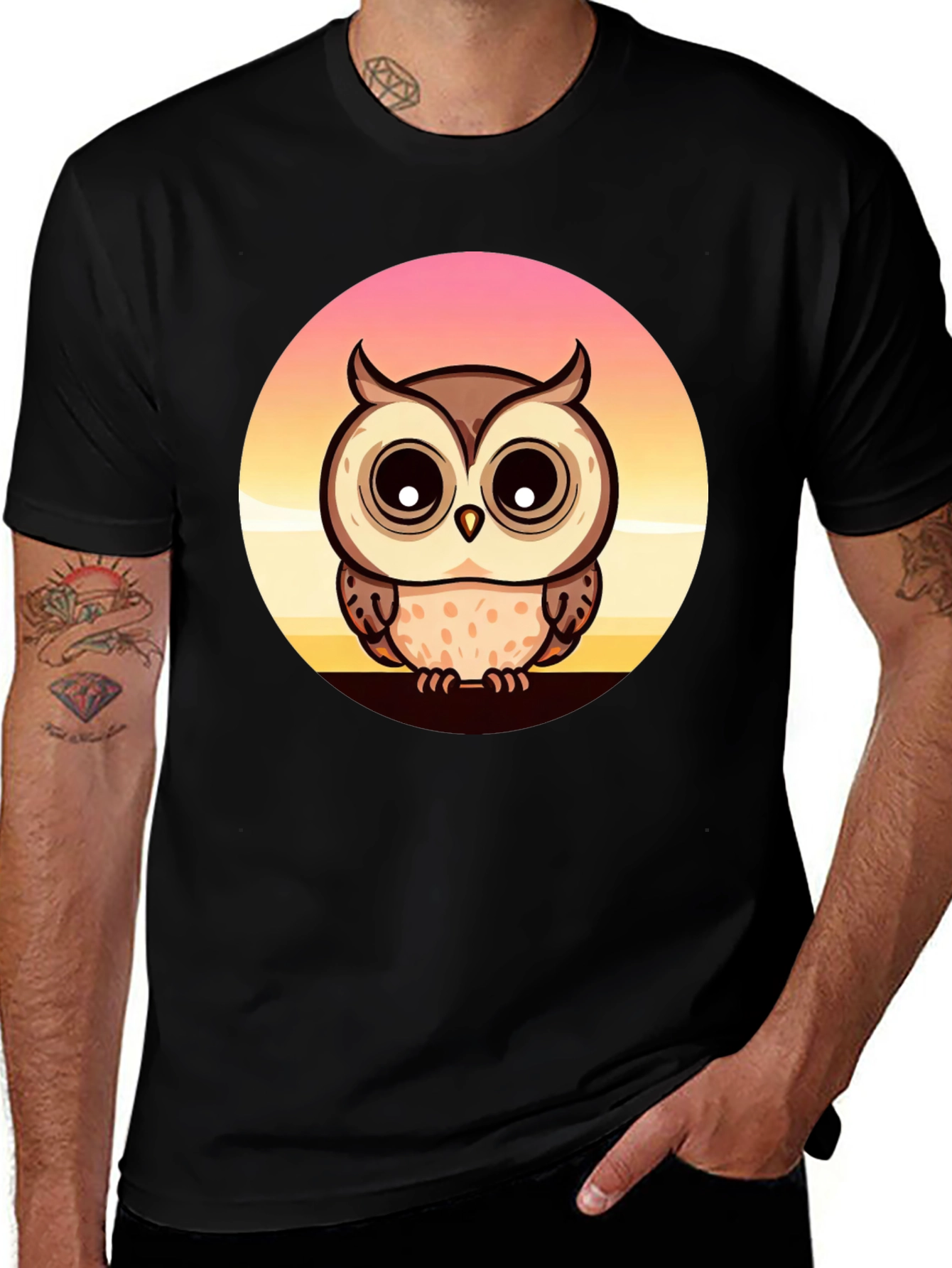 Owl Sunset Graphic T-Shirt - Unique Design