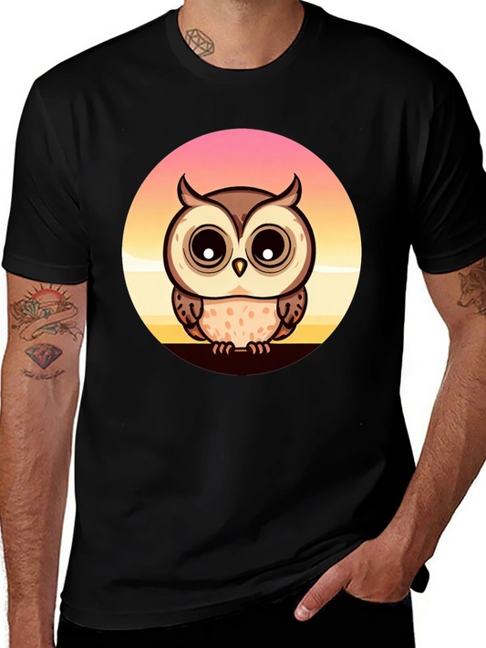 Owl Sunset Graphic T-Shirt - Unique Design