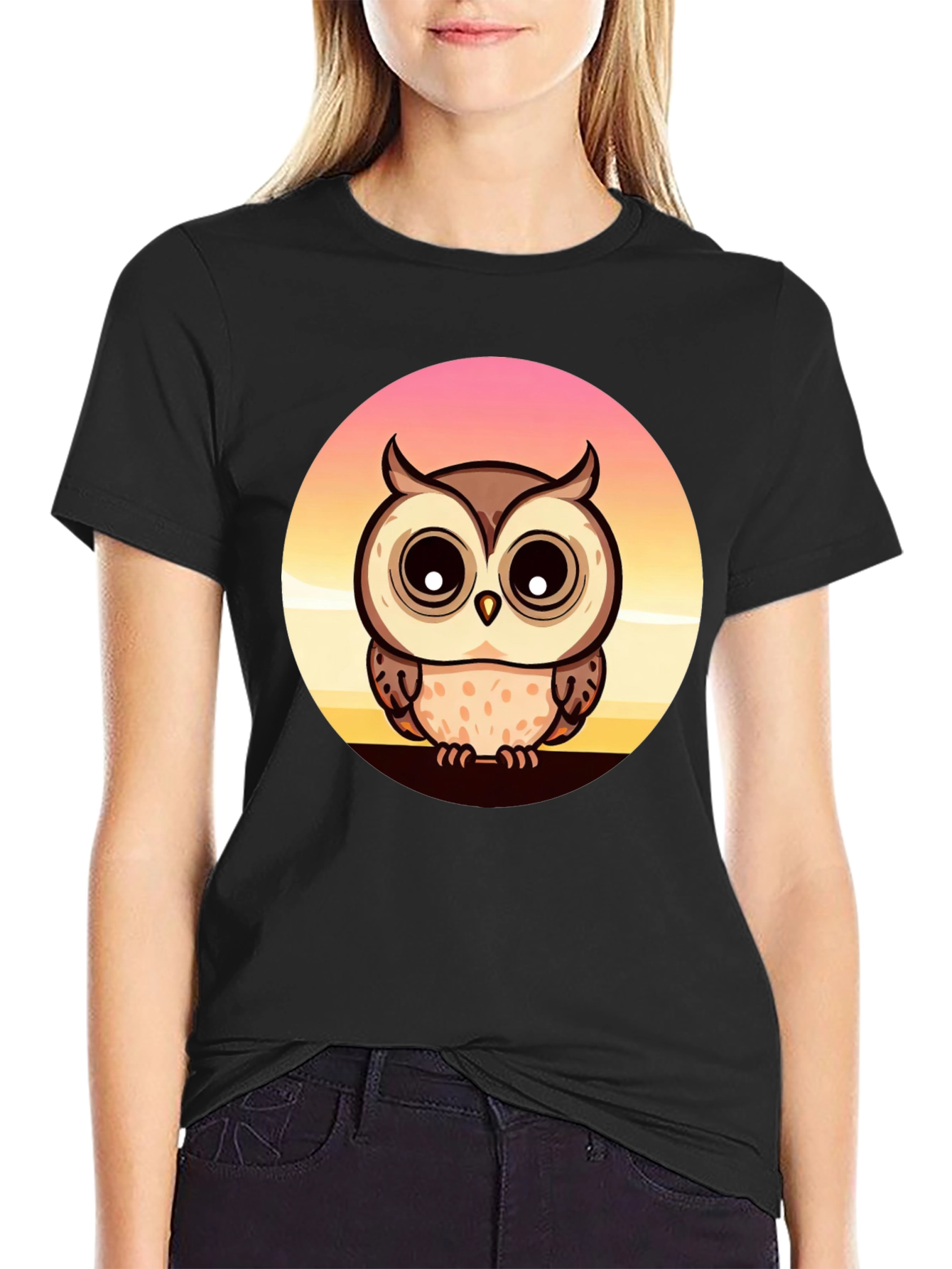 Owl Sunset Graphic T-Shirt - Unique Design