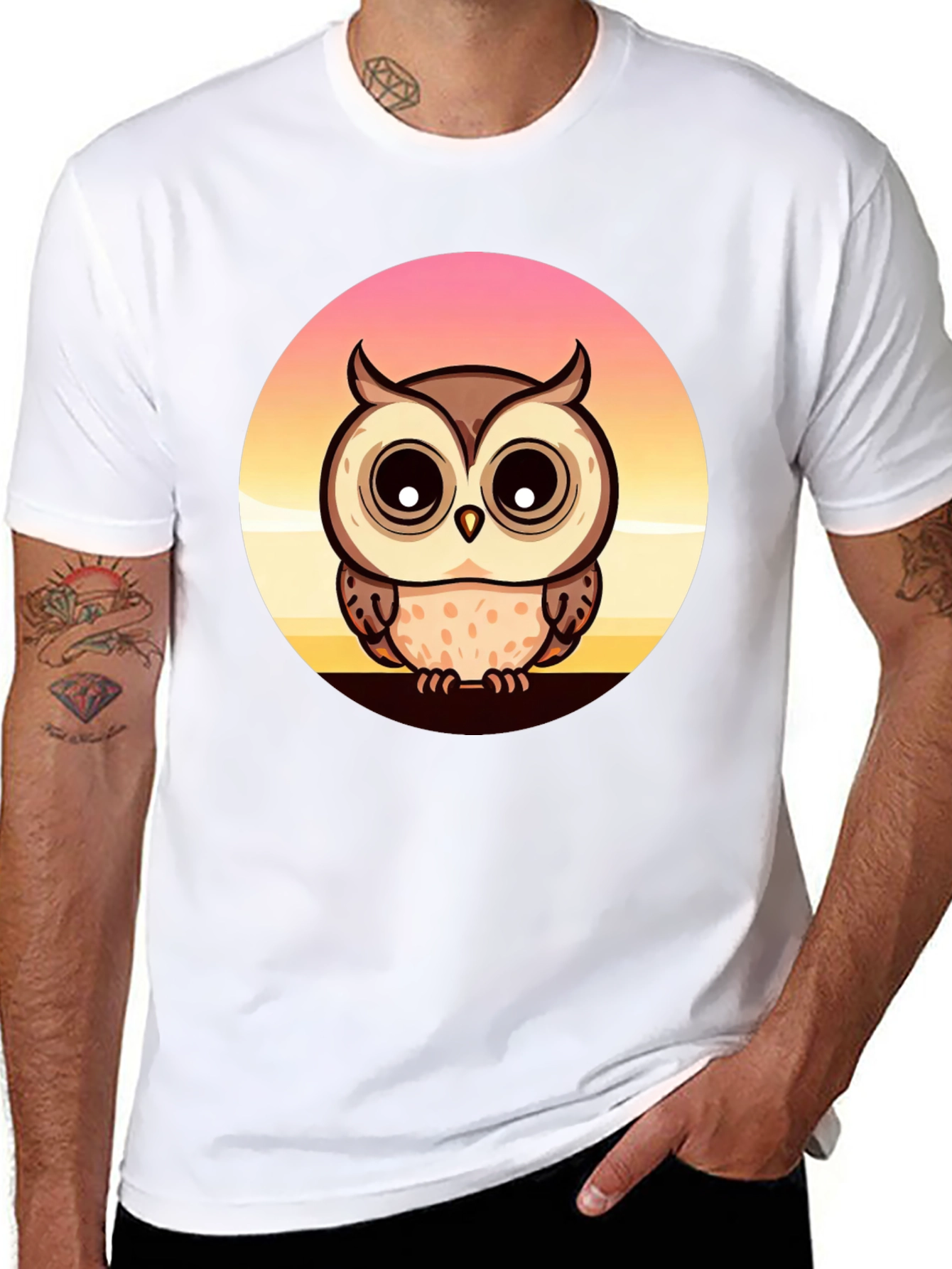 Owl Sunset Graphic T-Shirt - Unique Design