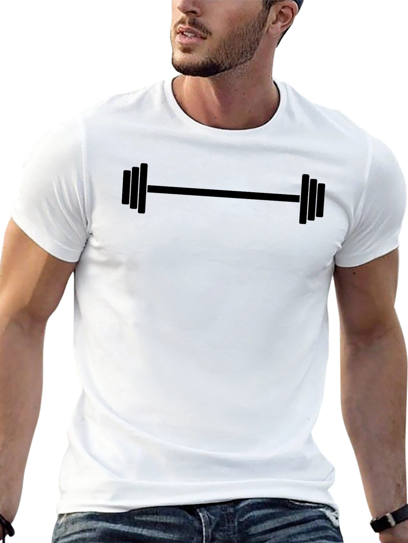 Mens Black Barbell Graphic Tee - Gym & Fitness