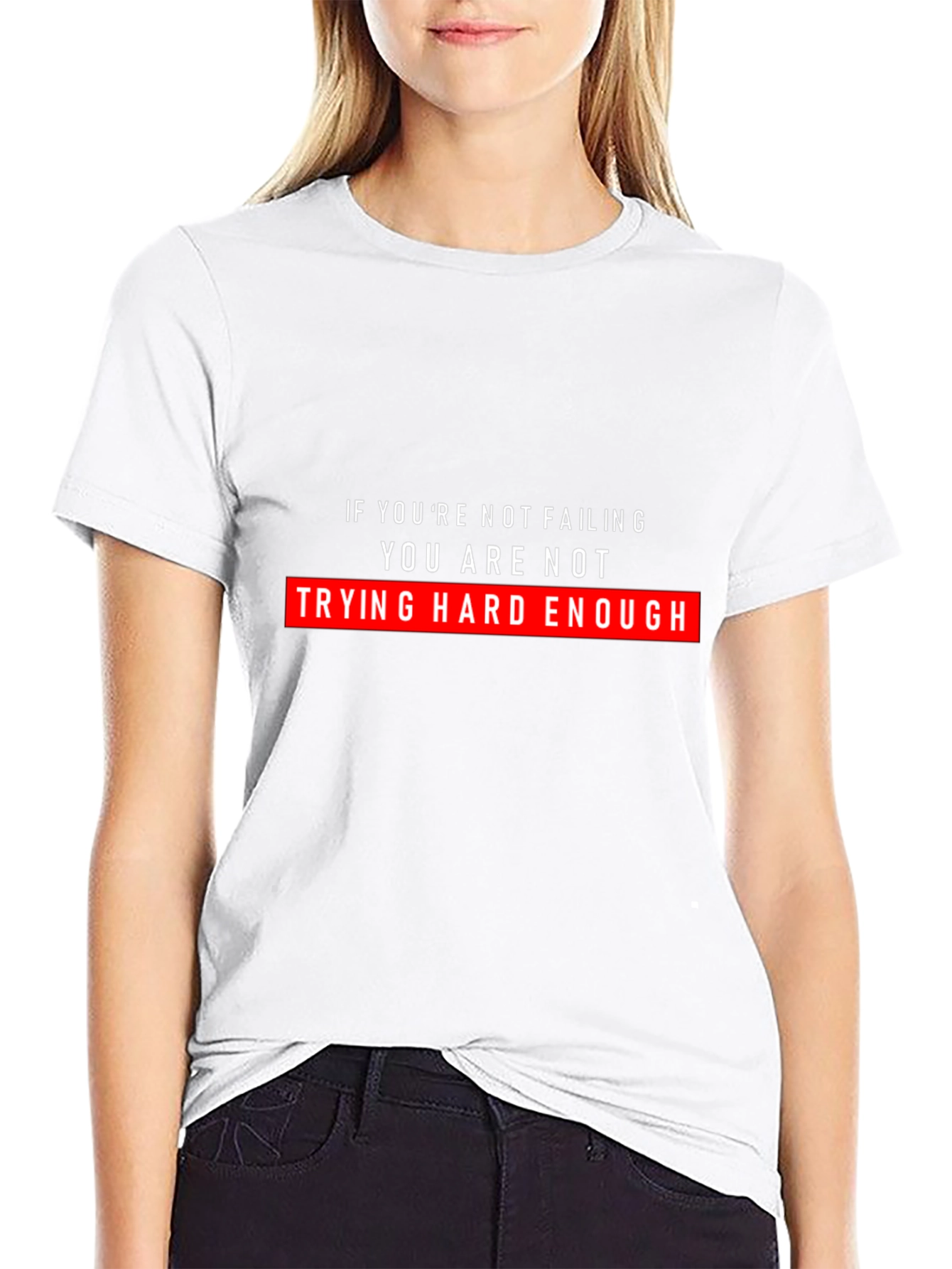 Motivational Trying Hard Enough Black T-Shirt