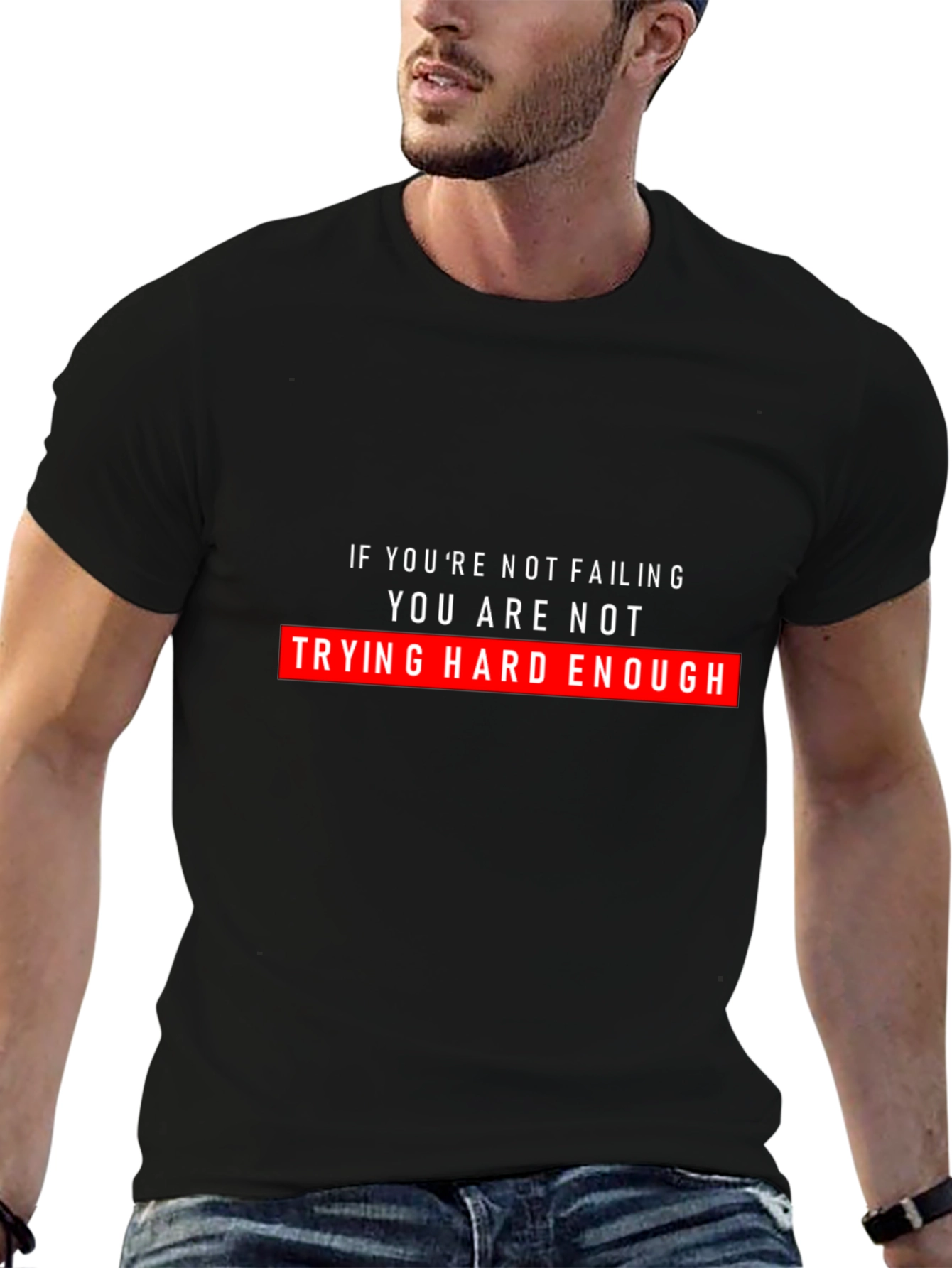 Motivational Trying Hard Enough Black T-Shirt