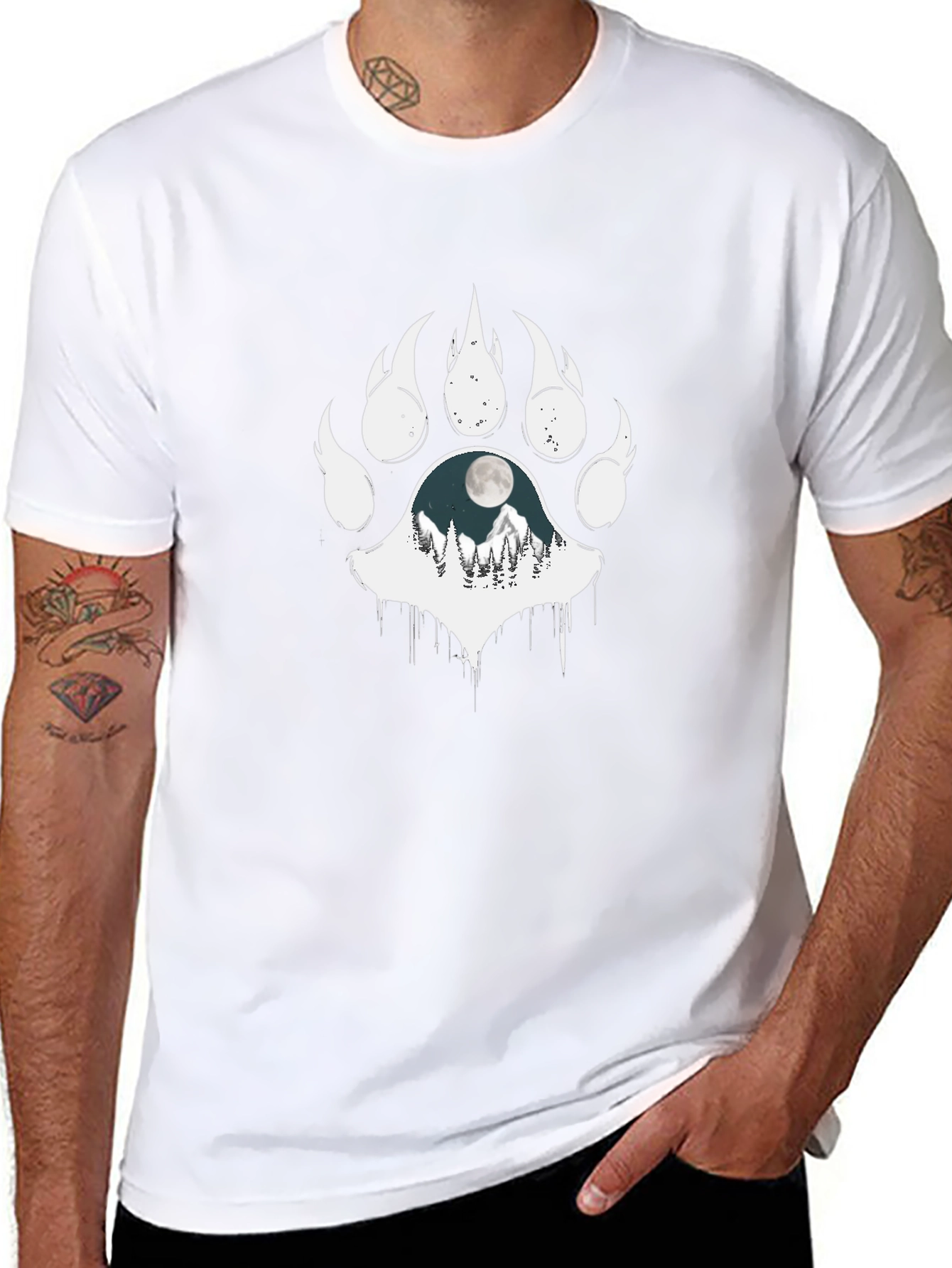 Black T-Shirt with Bear Paw Print