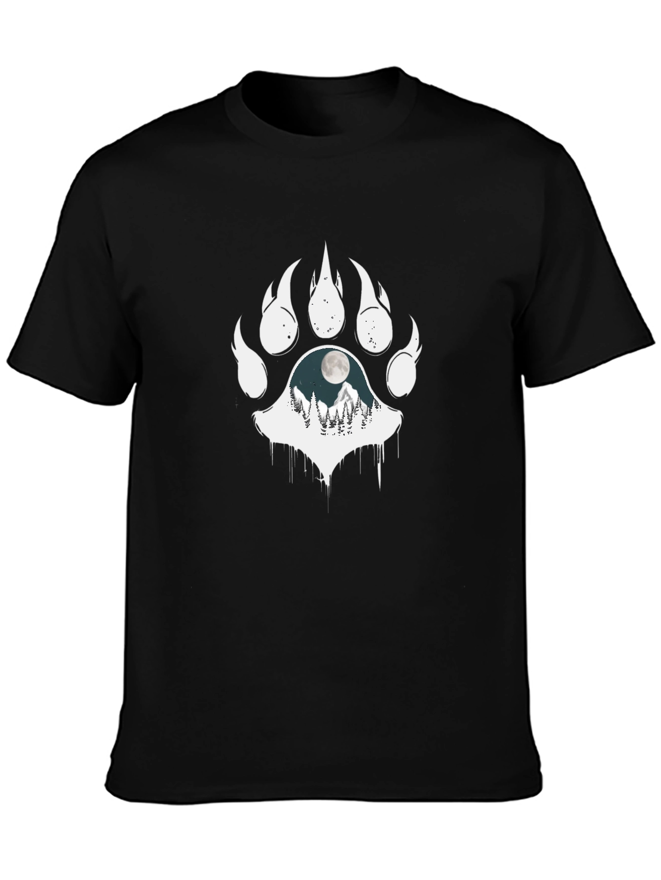 Black T-Shirt with Bear Paw Print