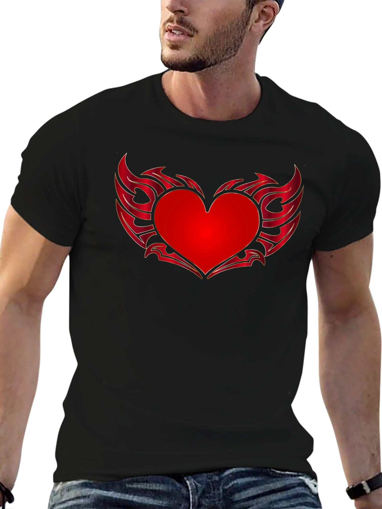 Heart Wings Graphic Tee - Black