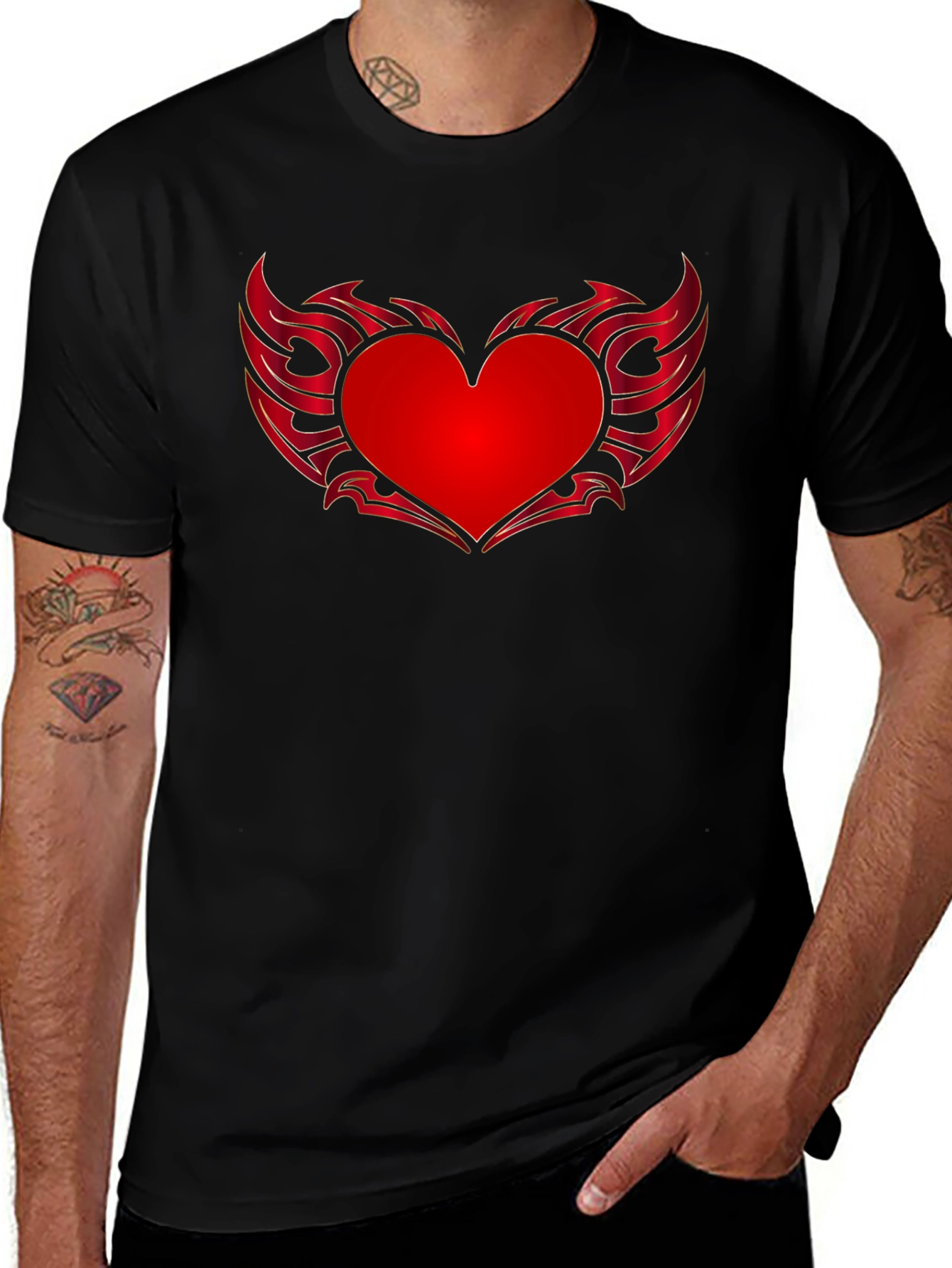 Heart Wings Graphic Tee - Black