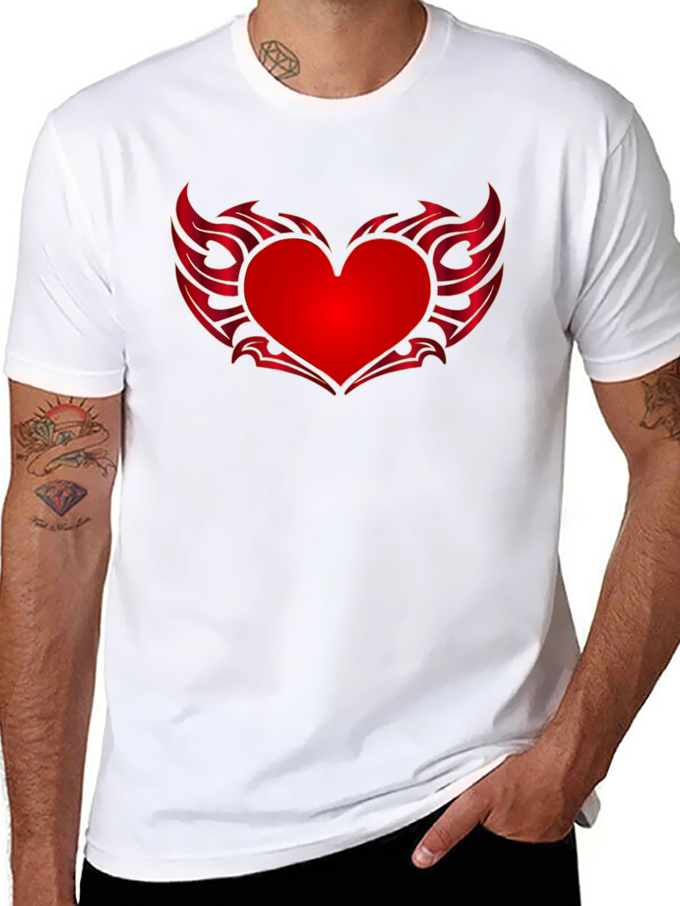 Heart Wings Graphic Tee - Black