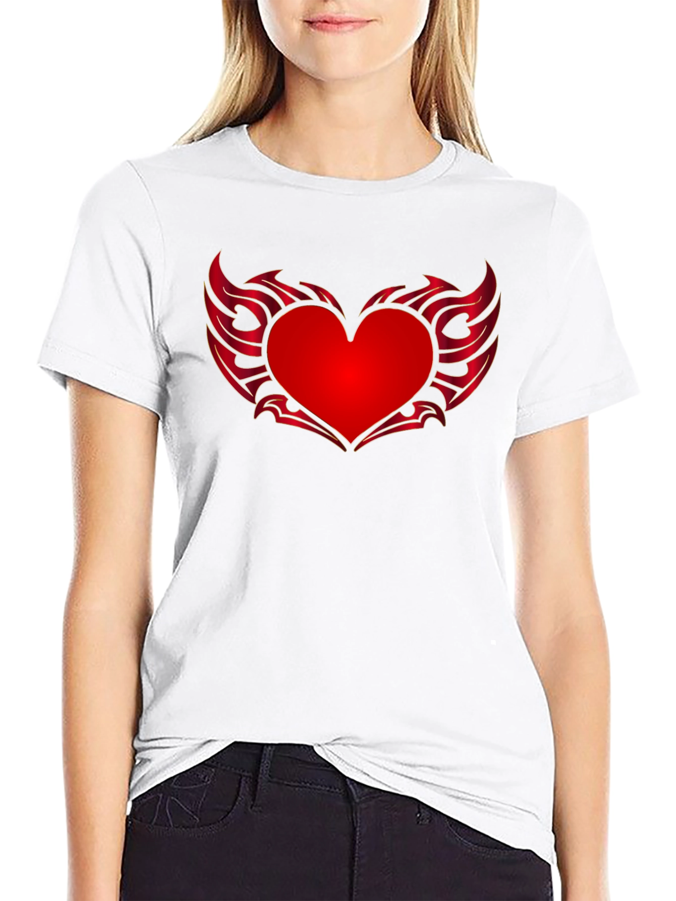 Heart Wings Graphic Tee - Black