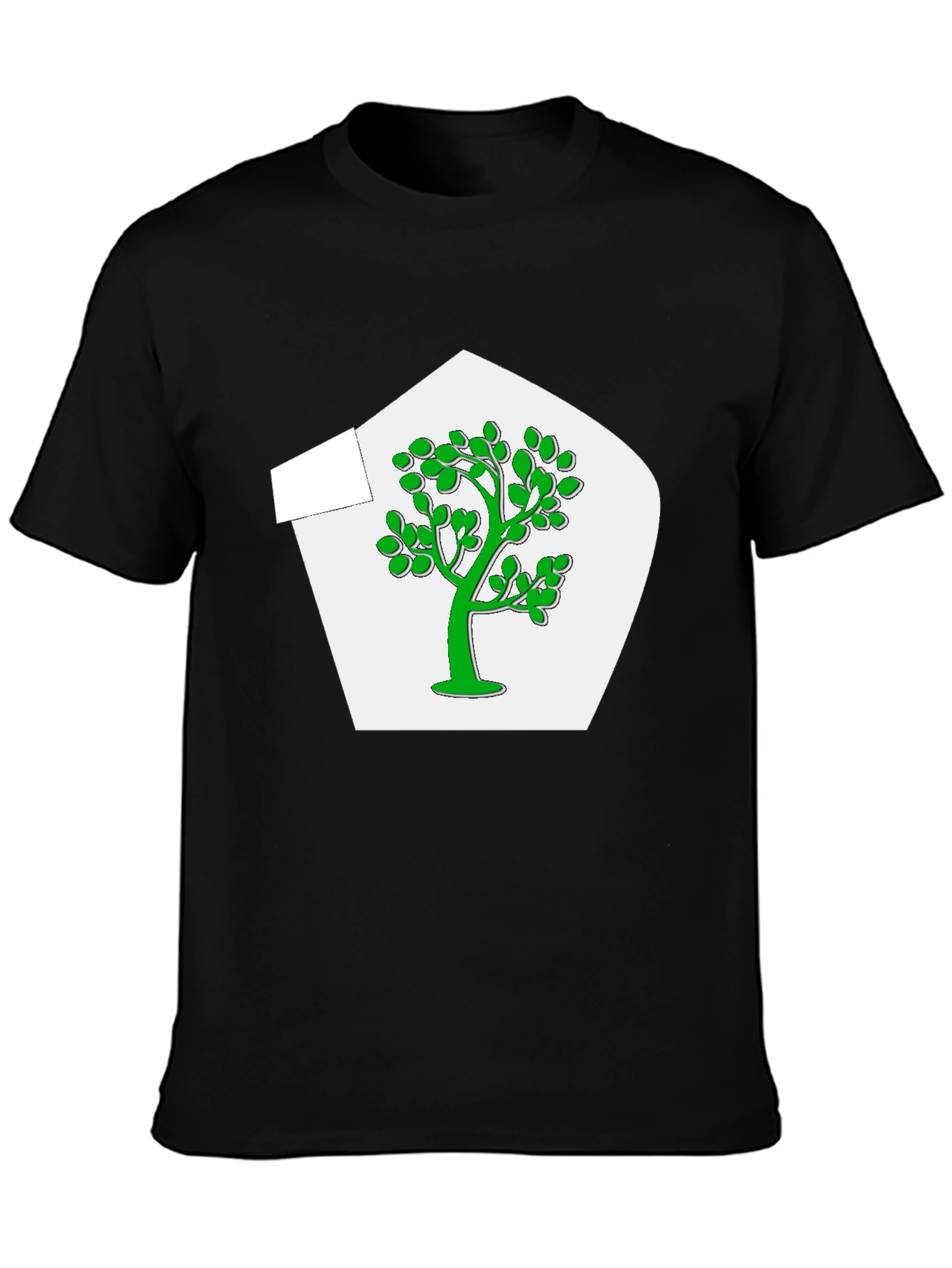 Green Tree Graphic Black T-Shirt